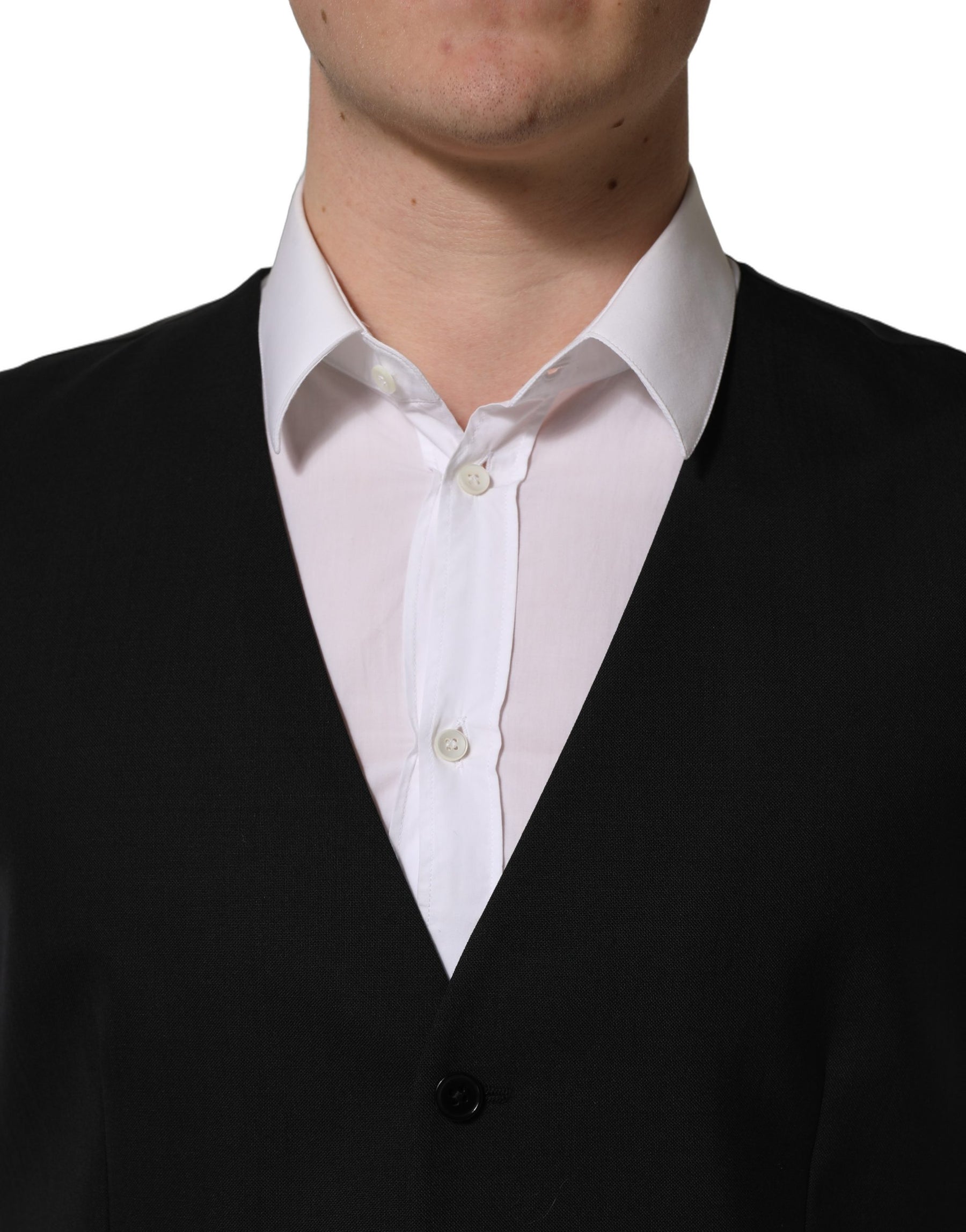 Dolce & Gabbana Black Wool Single Breasted Waistcoat Vest | Regal Royce