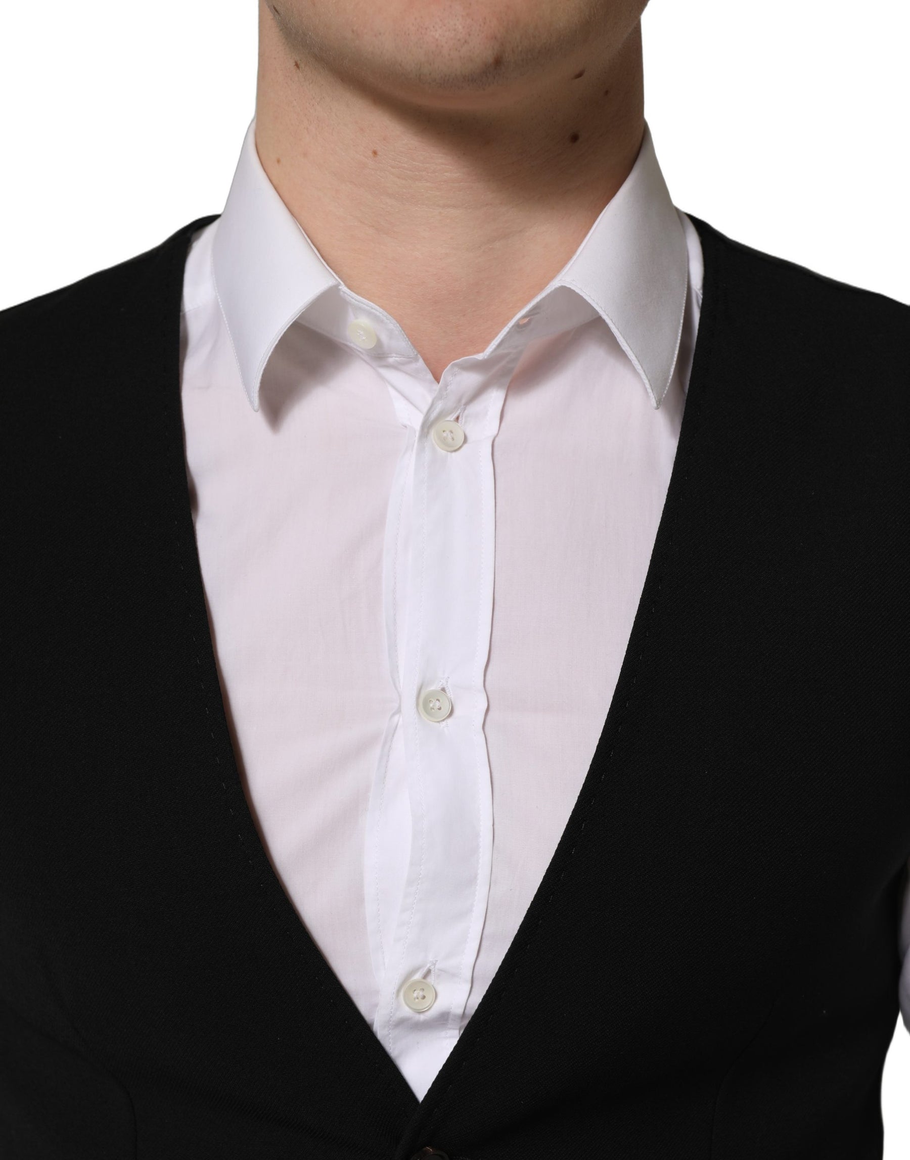 Dolce & Gabbana Black Wool Single Breasted Waistcoat Vest | Regal Royce