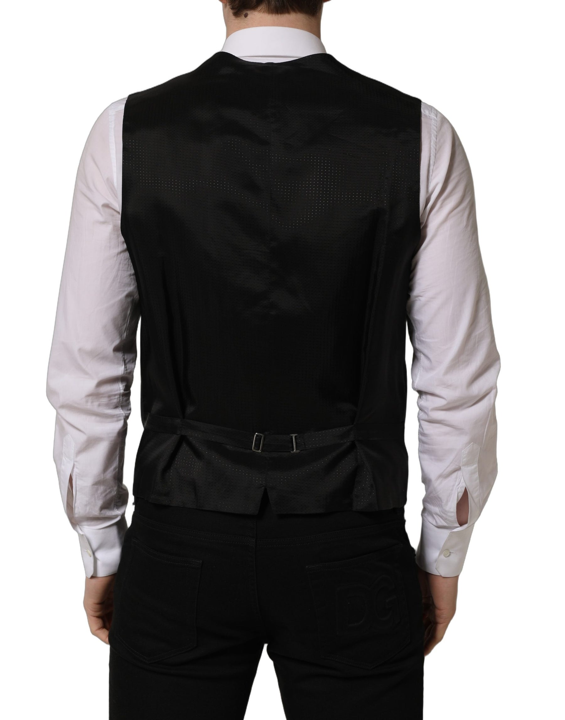 Dolce & Gabbana Black Single Breasted Men Waistcoat Vest | Regal Royce