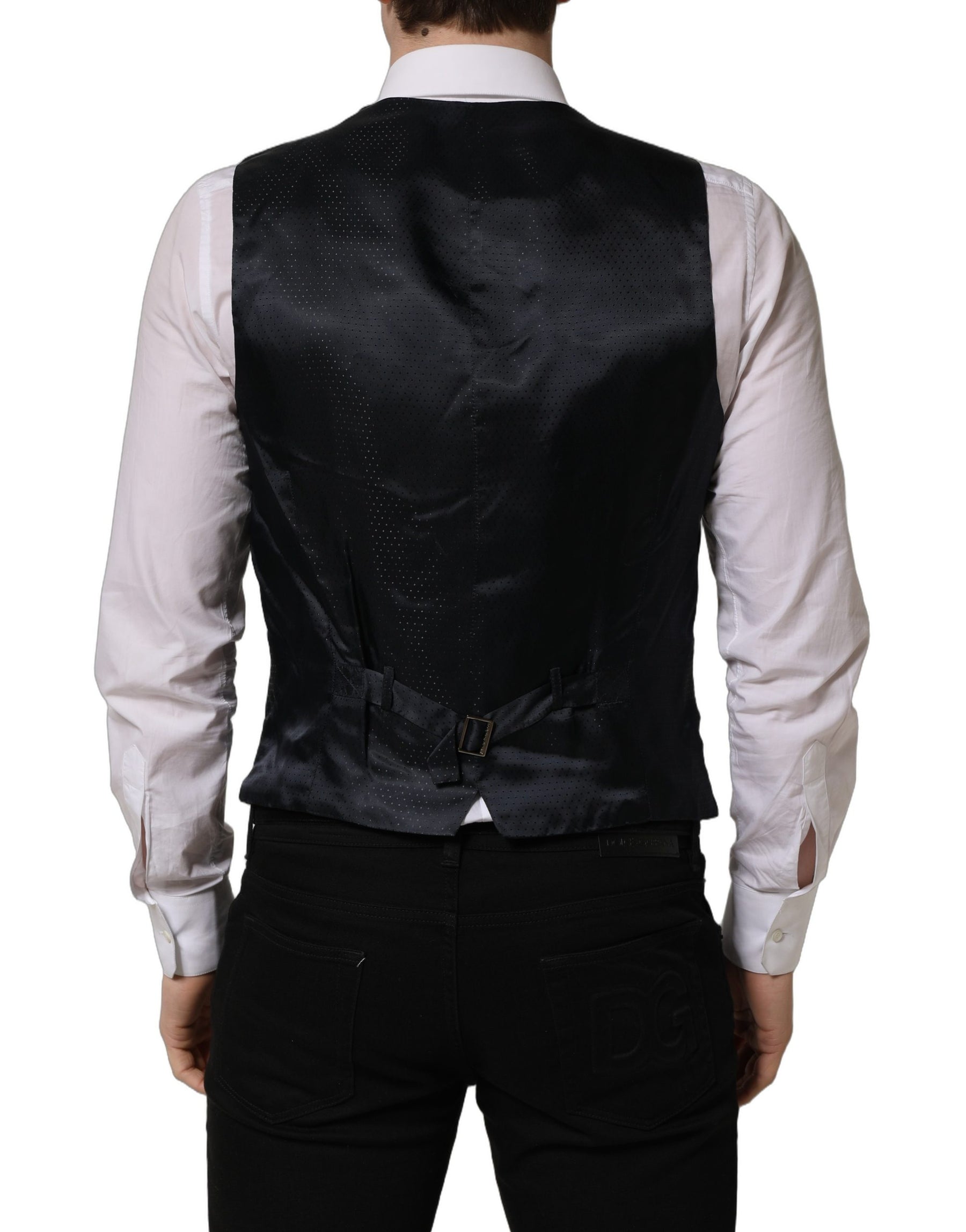 Dolce & Gabbana Black Wool Single Breasted Waistcoat Vest | Regal Royce
