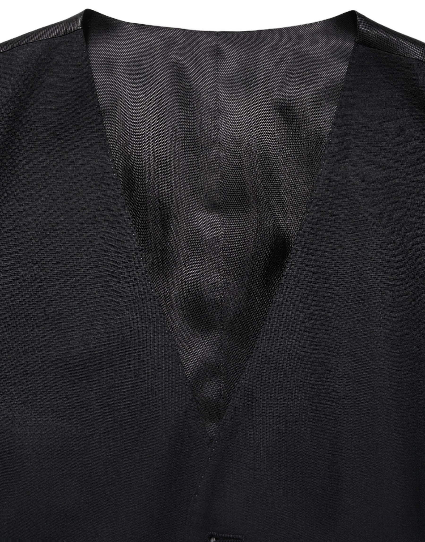 Dolce & Gabbana Black Wool Single Breasted Waistcoat Vest | Regal Royce