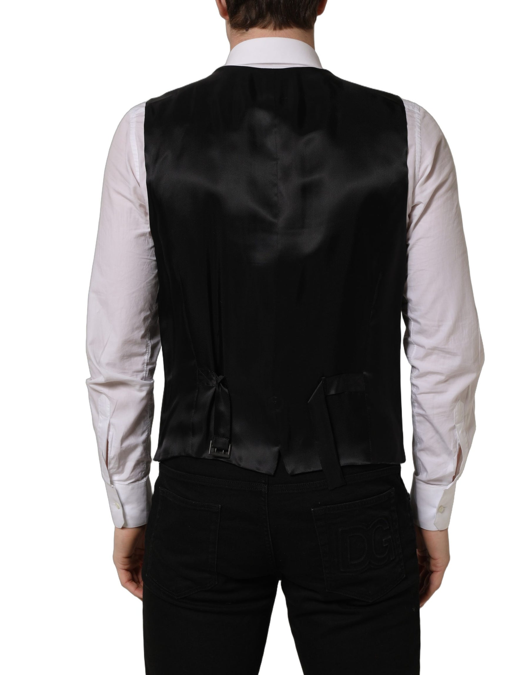 Dolce & Gabbana Black Wool Single Breasted Waistcoat Vest | Regal Royce