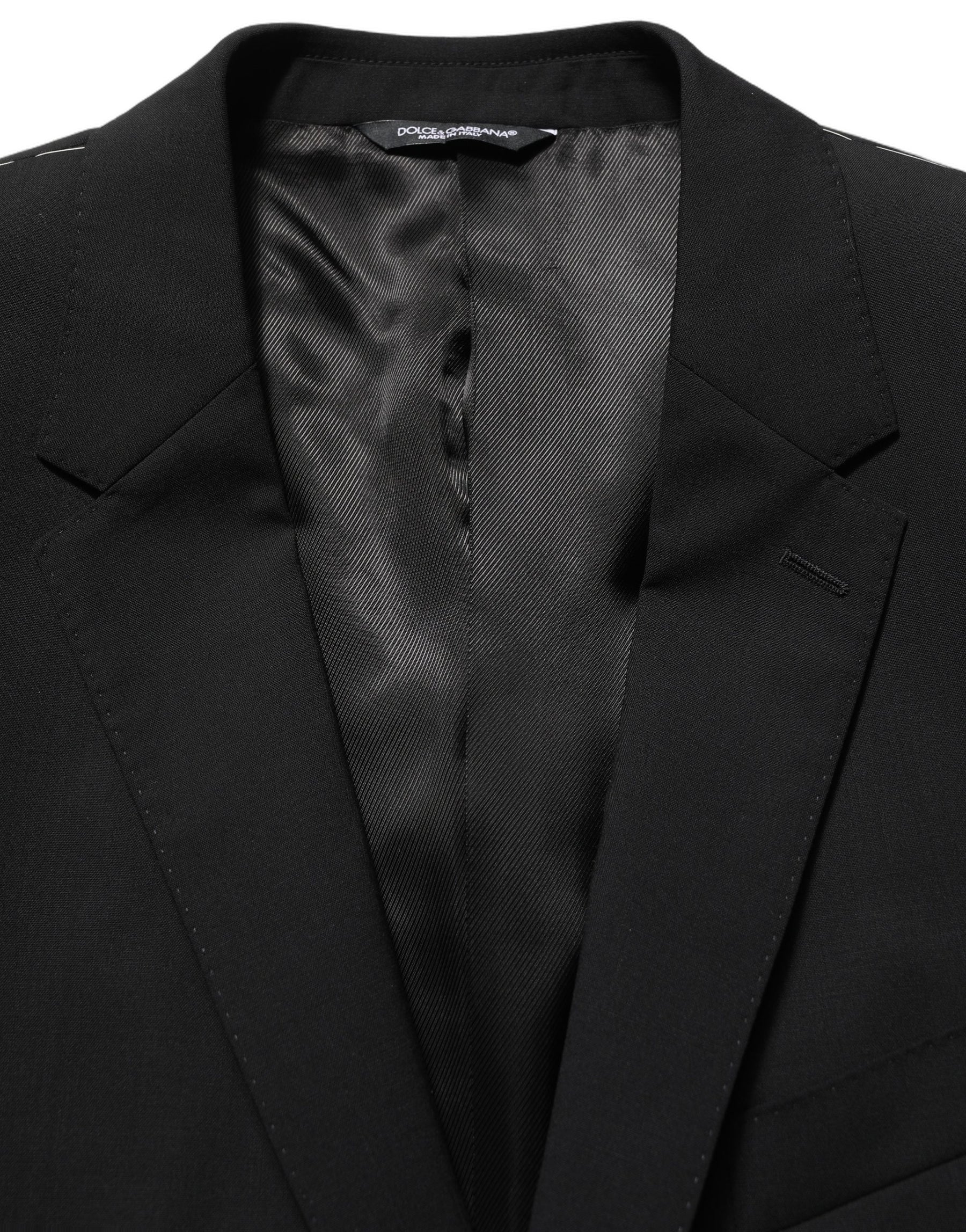 Dolce & Gabbana Black Wool Slim Fit Formal 3 Piece Men Suit | Regal Royce