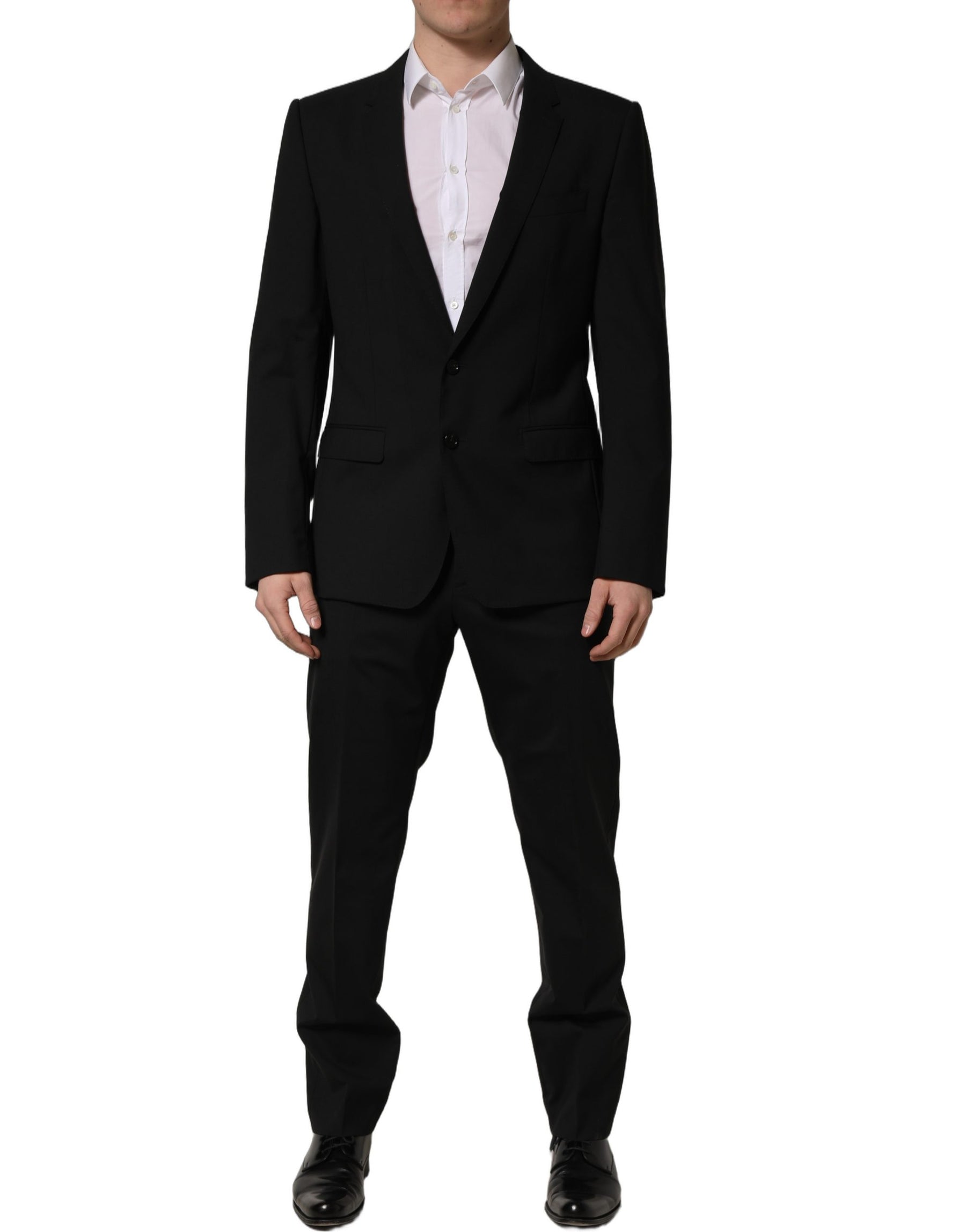 Dolce & Gabbana Black Wool Slim Fit Formal 2 Piece Men Suit | Regal Royce