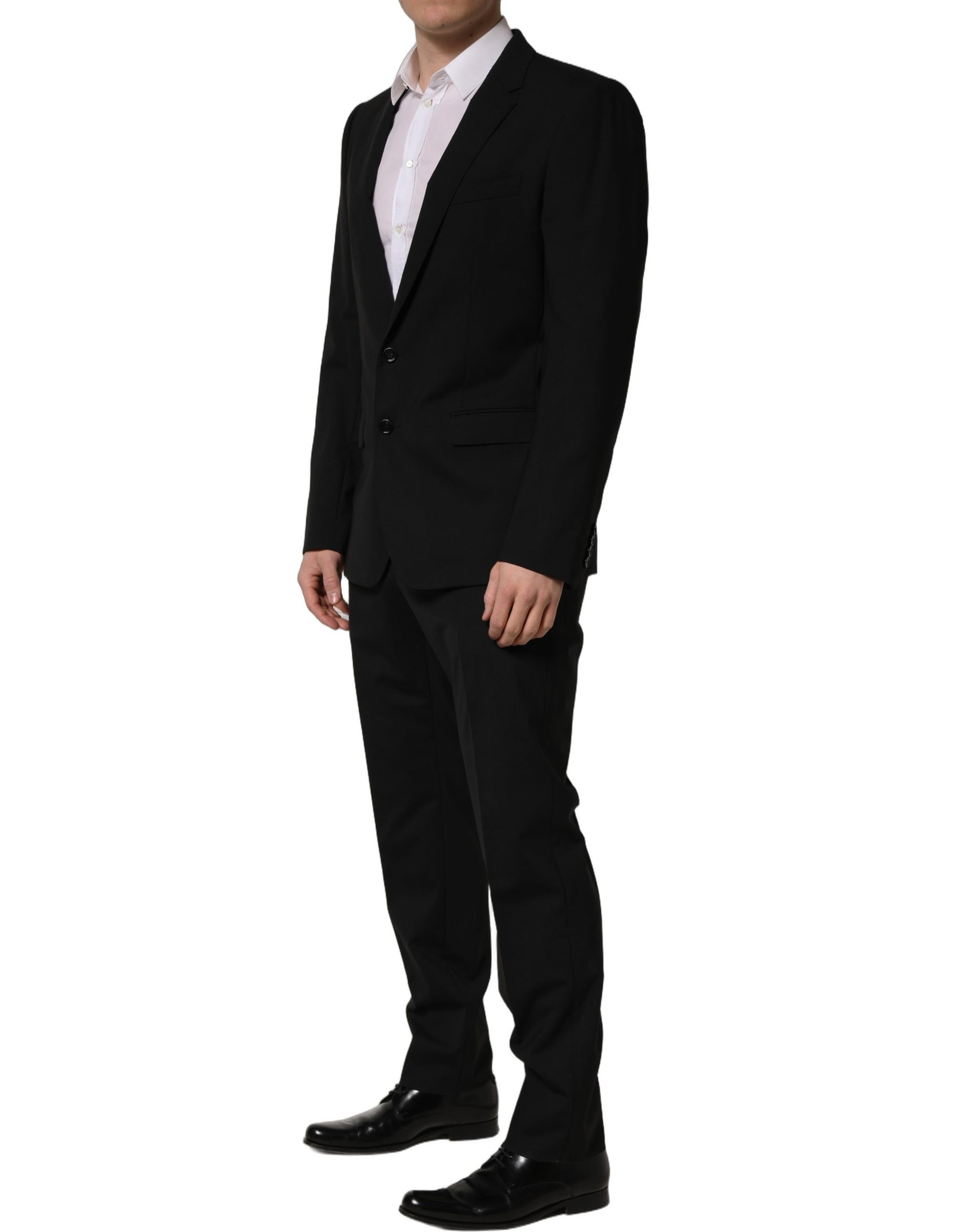 Dolce & Gabbana Black Wool Slim Fit Formal 2 Piece Men Suit | Regal Royce
