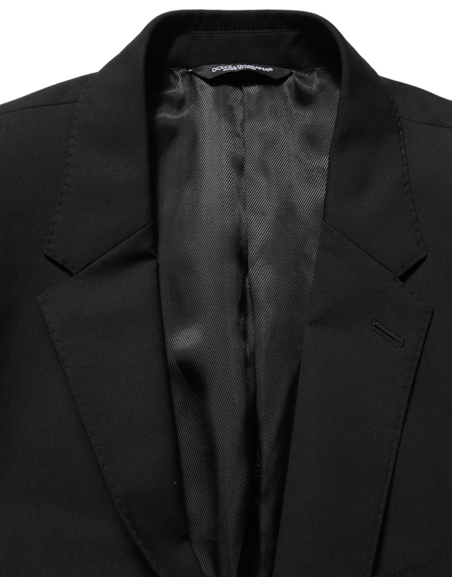 Dolce & Gabbana Black Wool Slim Fit Formal 2 Piece Men Suit | Regal Royce