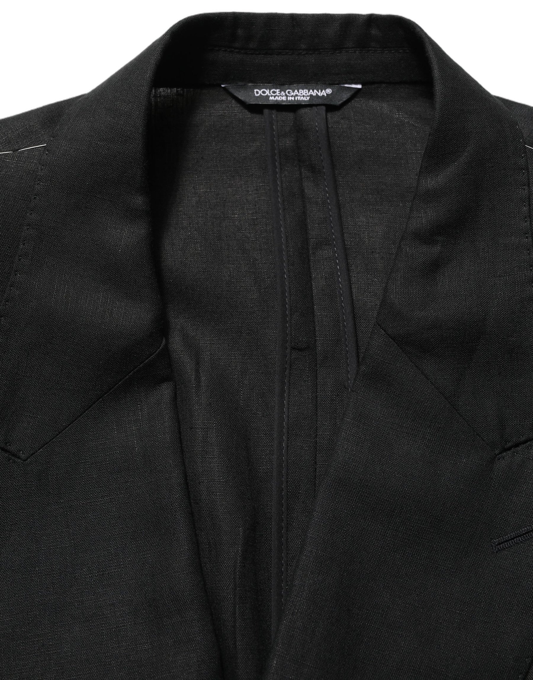 Dolce & Gabbana Black Linen Slim Fit Formal 2 Piece Suit | Regal Royce