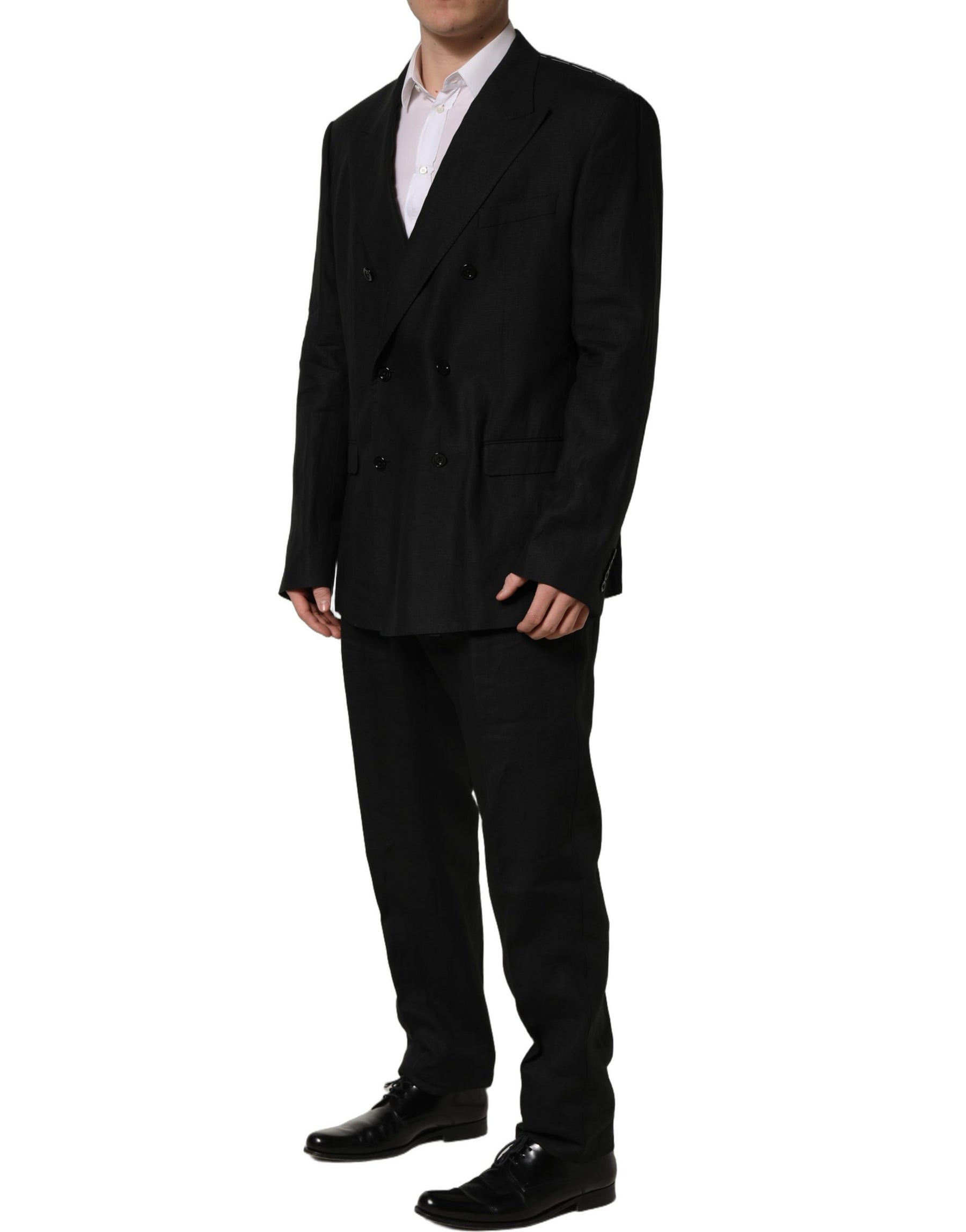 Dolce & Gabbana Black Linen Slim Fit Formal 2 Piece Suit | Regal Royce