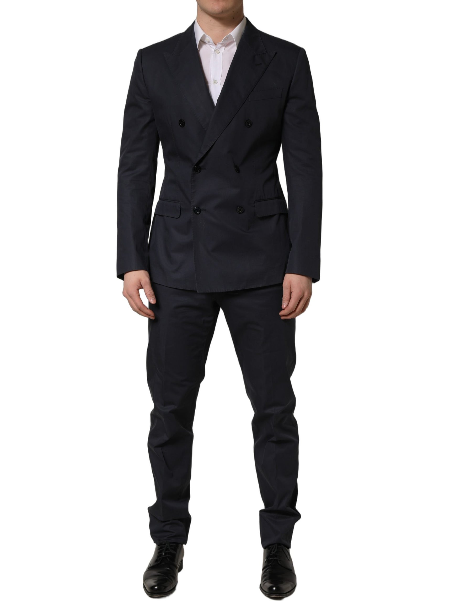 Dolce & Gabbana Blue Cotton Slim Fit Formal 2 Piece Men Suit | Regal Royce