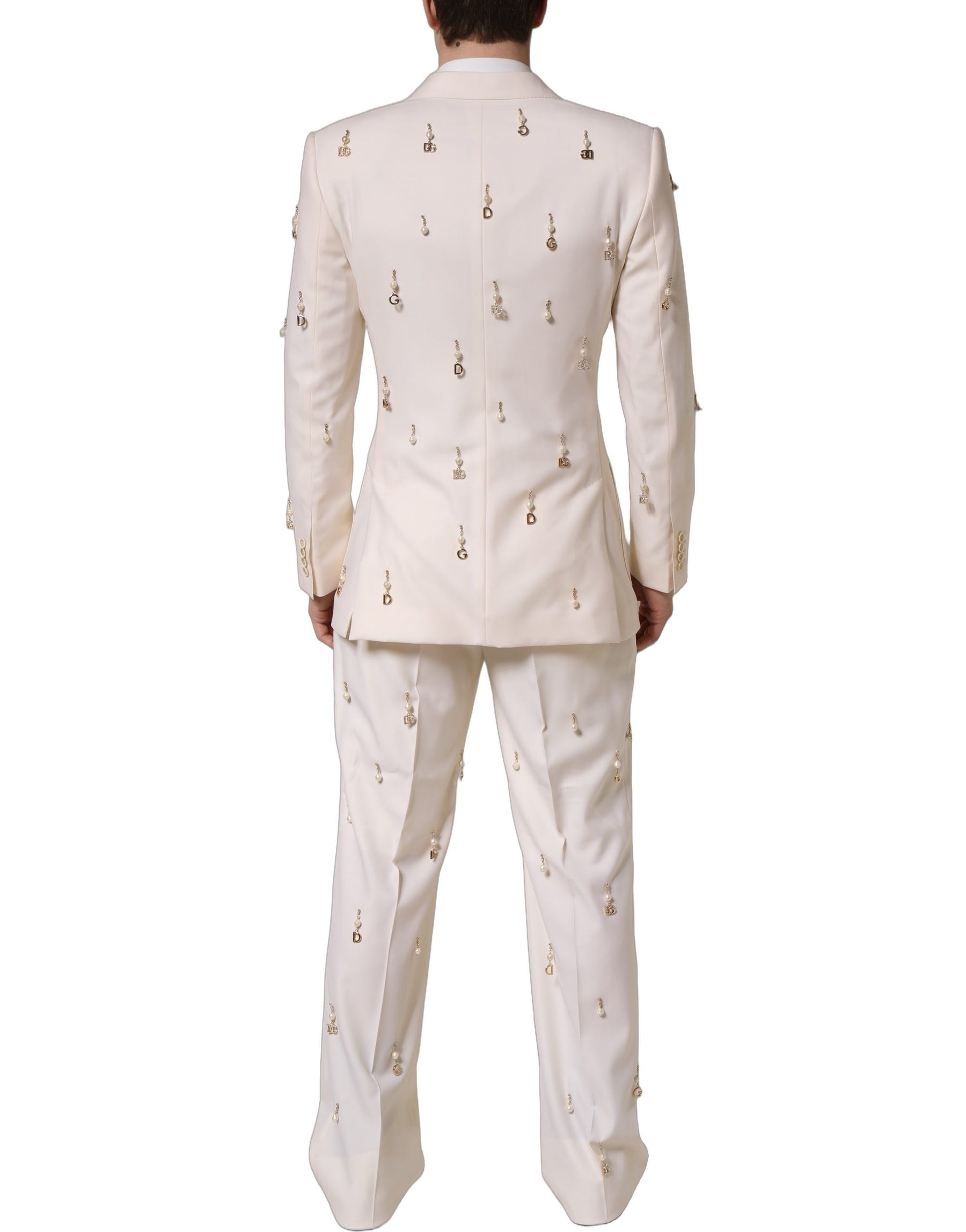 Dolce & Gabbana White Wool Slim Fit Formal 2 Piece Men Suit | Regal Royce