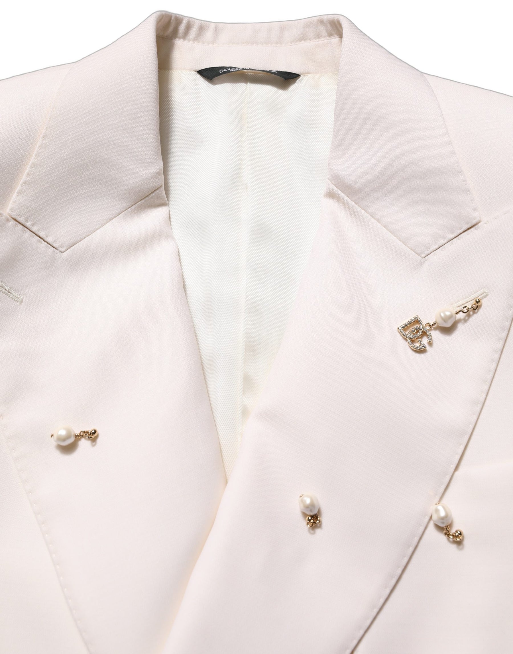 Dolce & Gabbana White Wool Slim Fit Formal 2 Piece Men Suit | Regal Royce