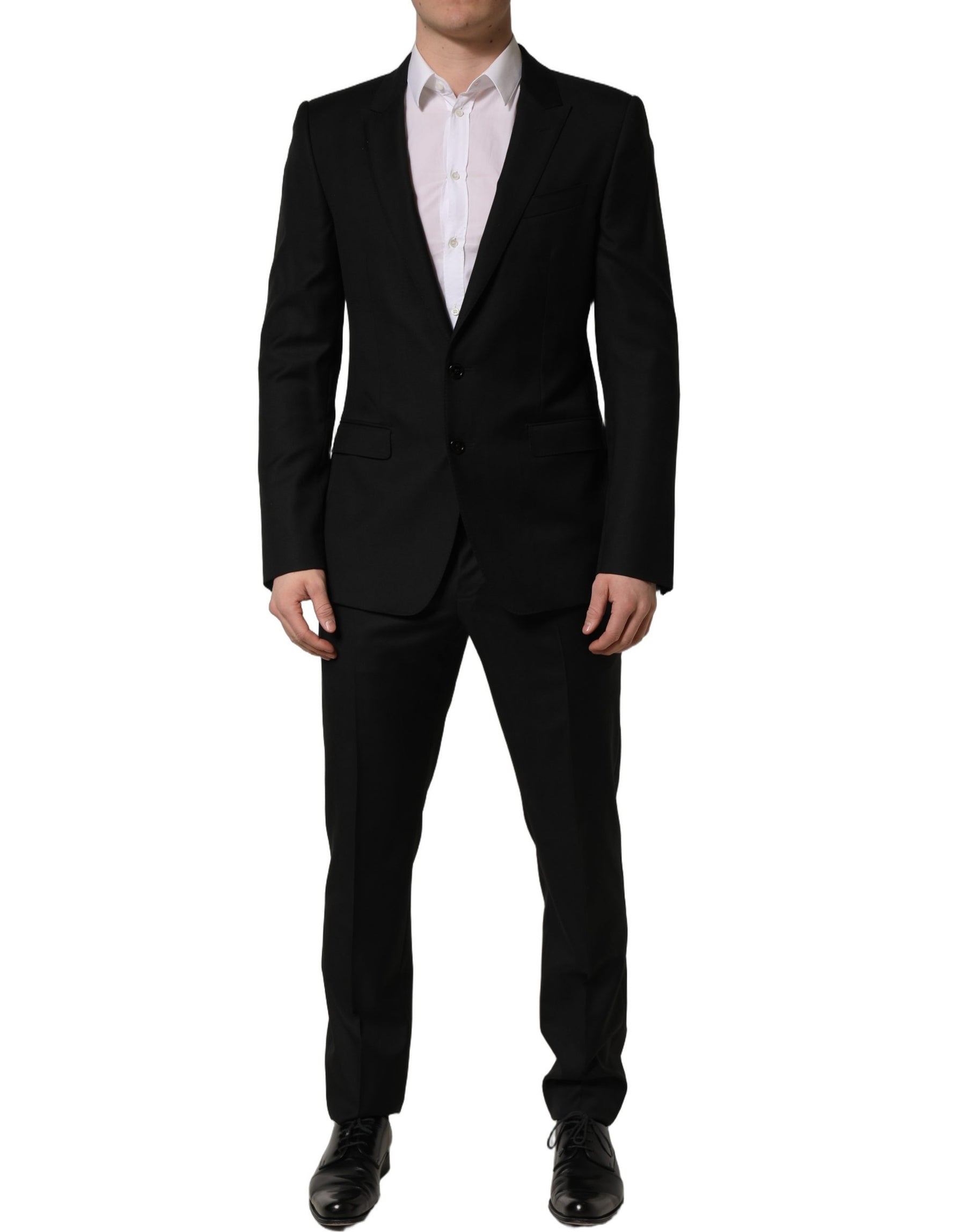 Dolce & Gabbana Black Wool Slim Fit Formal 2 Piece Men Suit | Regal Royce