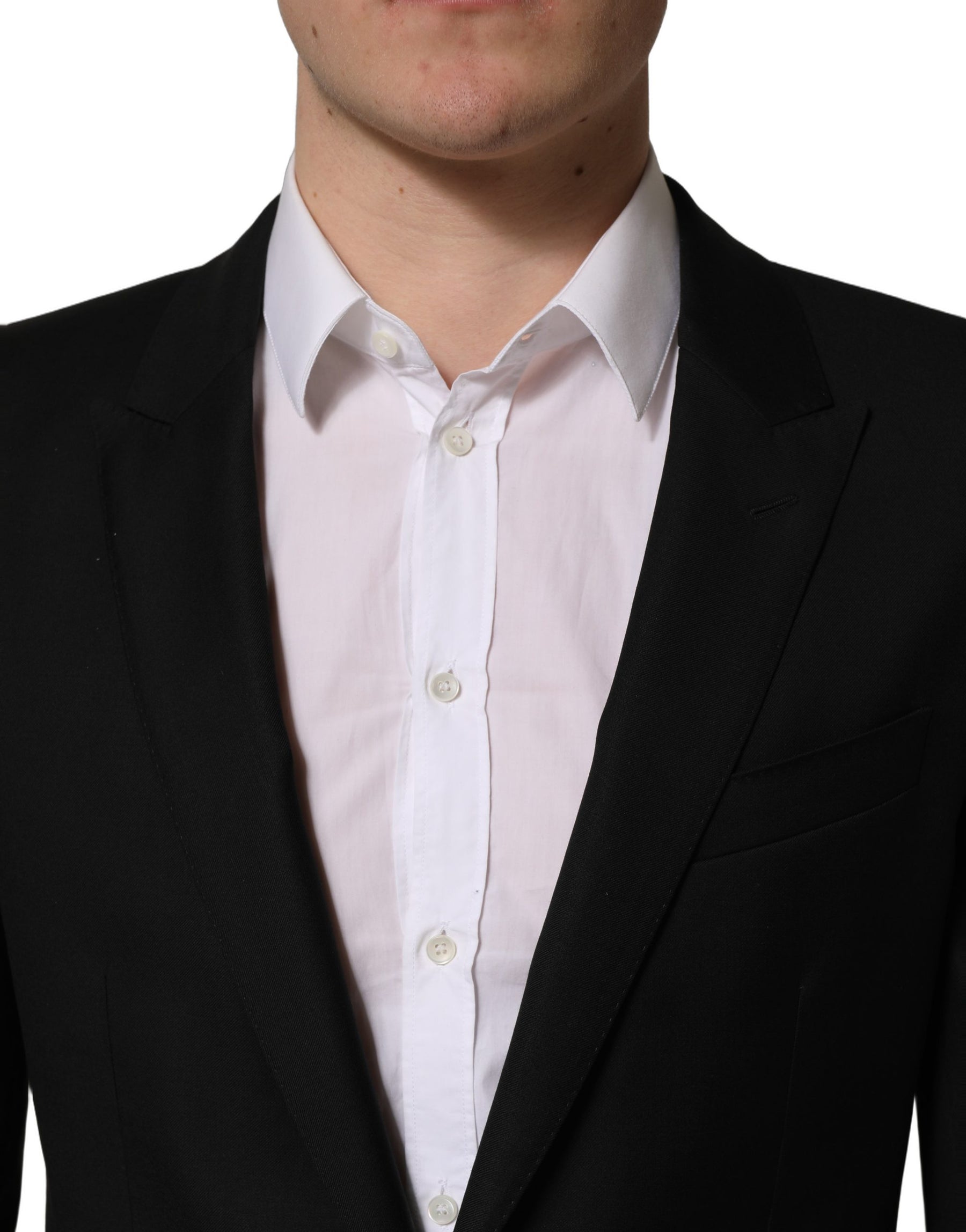 Dolce & Gabbana Black Wool Slim Fit Formal 2 Piece Men Suit | Regal Royce