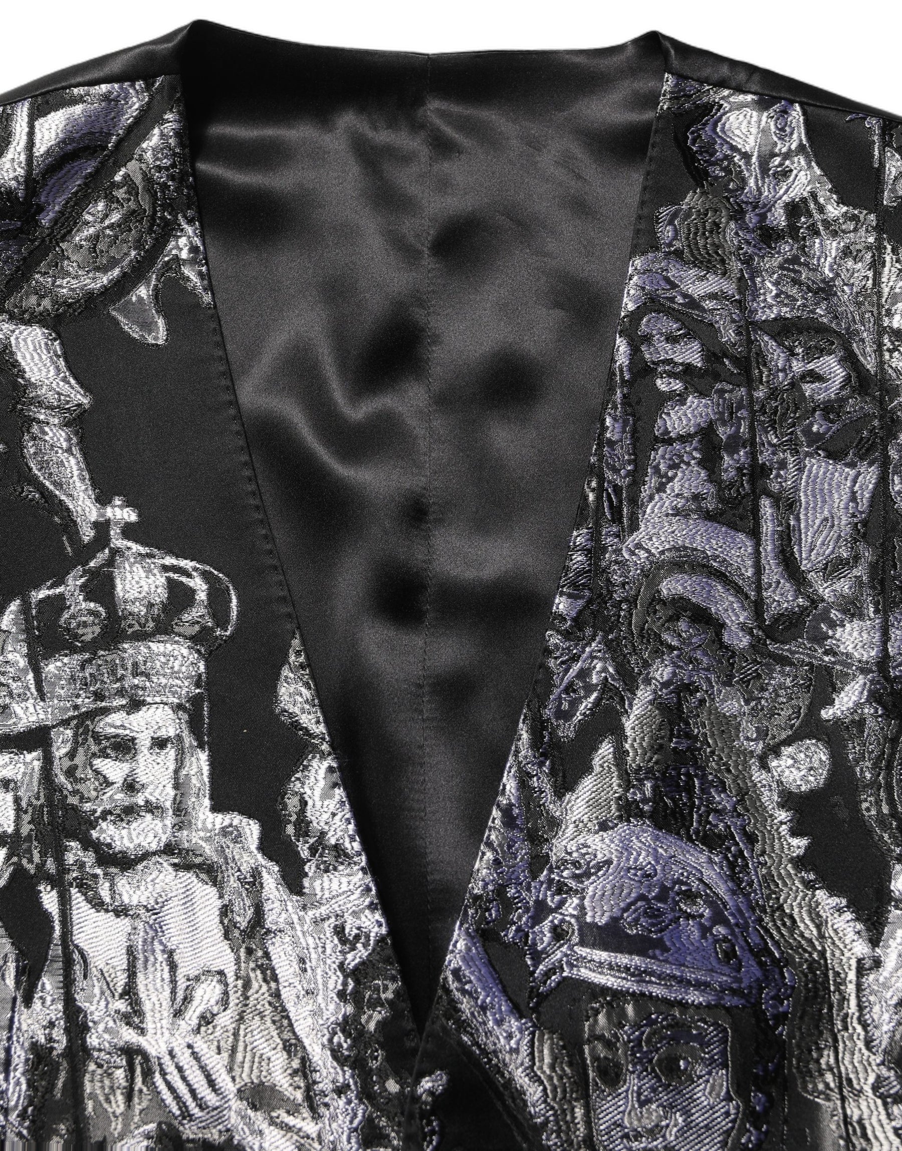 Dolce & Gabbana Black Jacquard Slim Fit Formal 3 Piece Suit | Regal Royce
