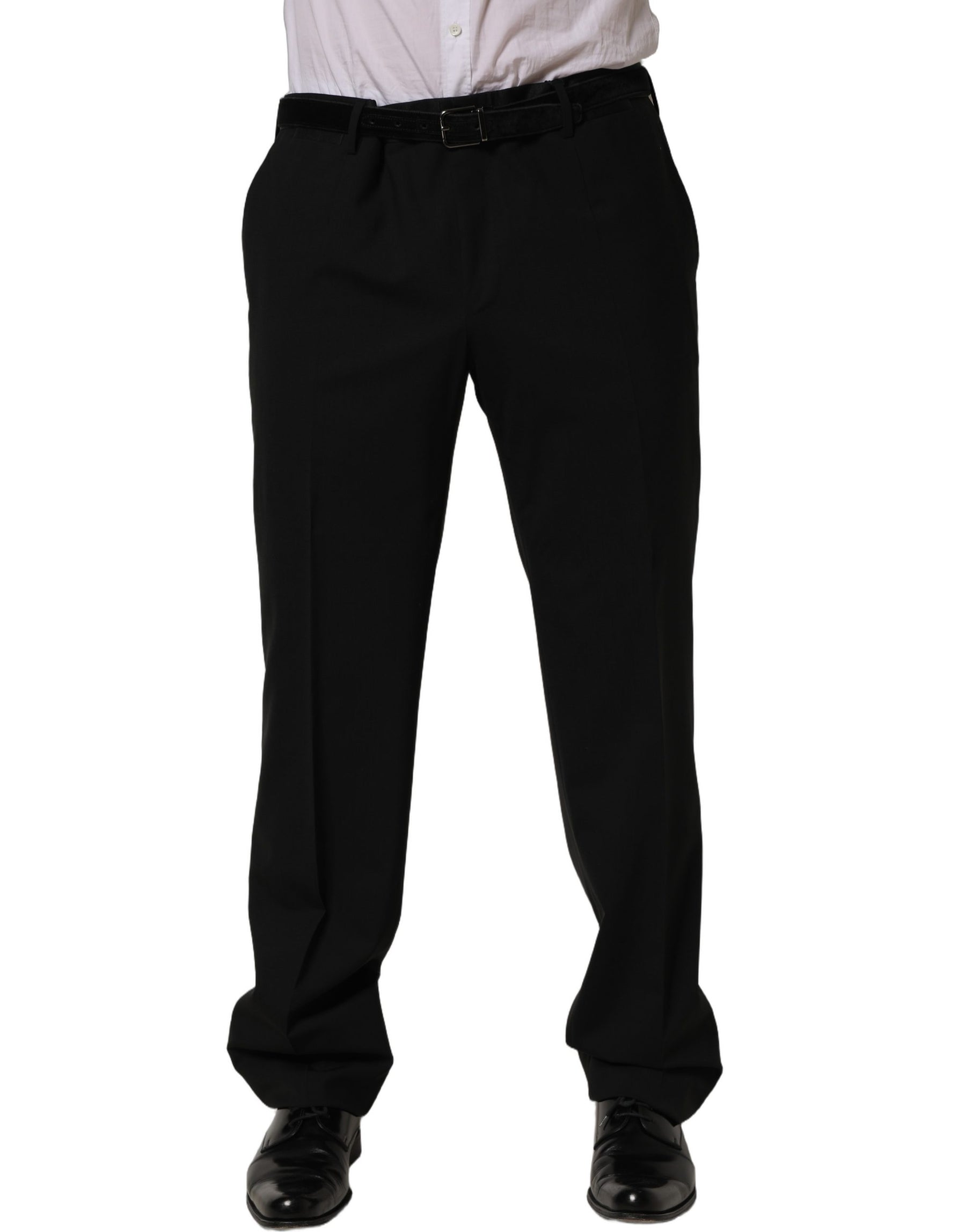 Dolce & Gabbana Black Wool Tapered Leg Dress Trouser Pants | Regal Royce