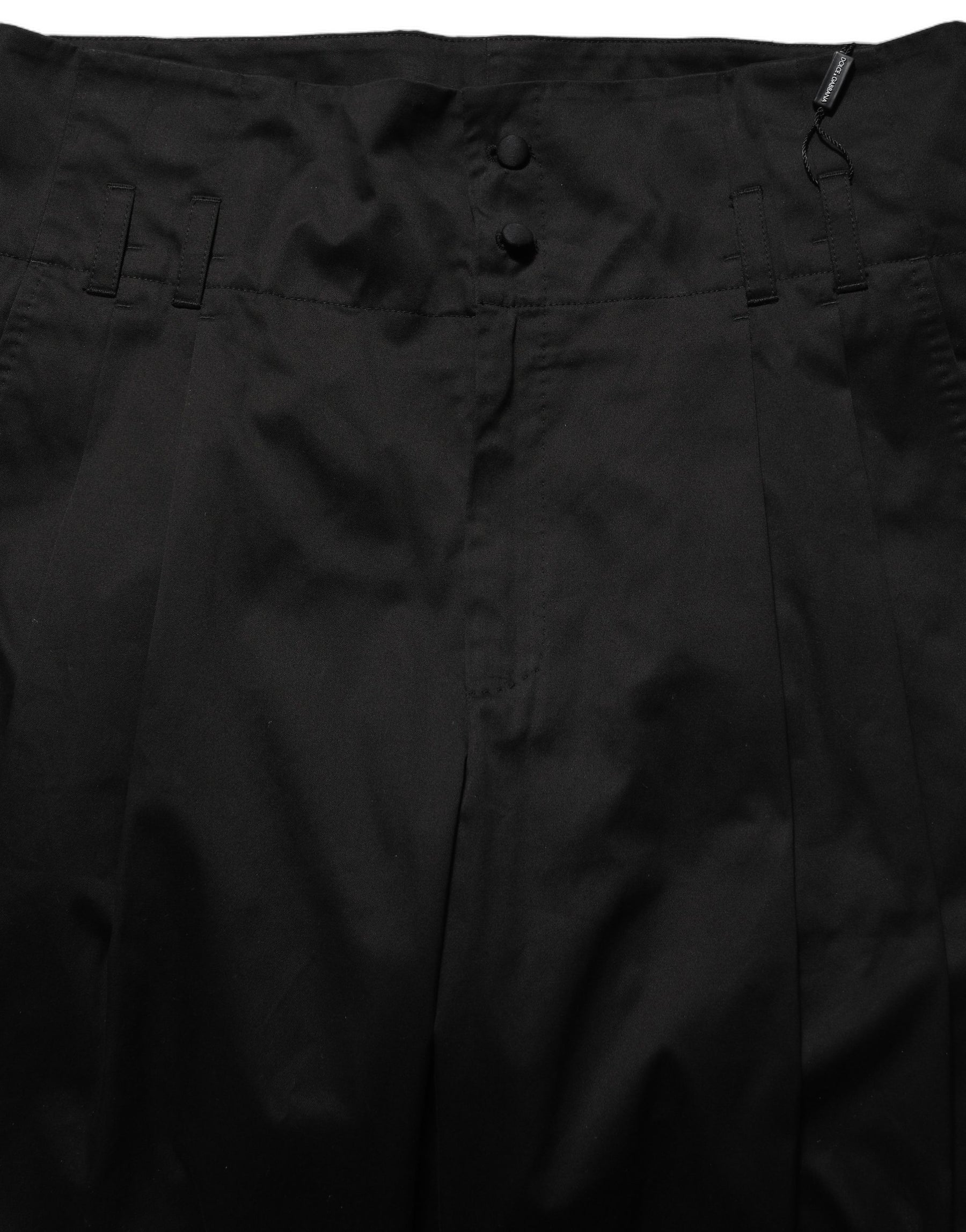 Dolce & Gabbana Black Cotton Straight Leg DressTrouser Pants | Regal Royce