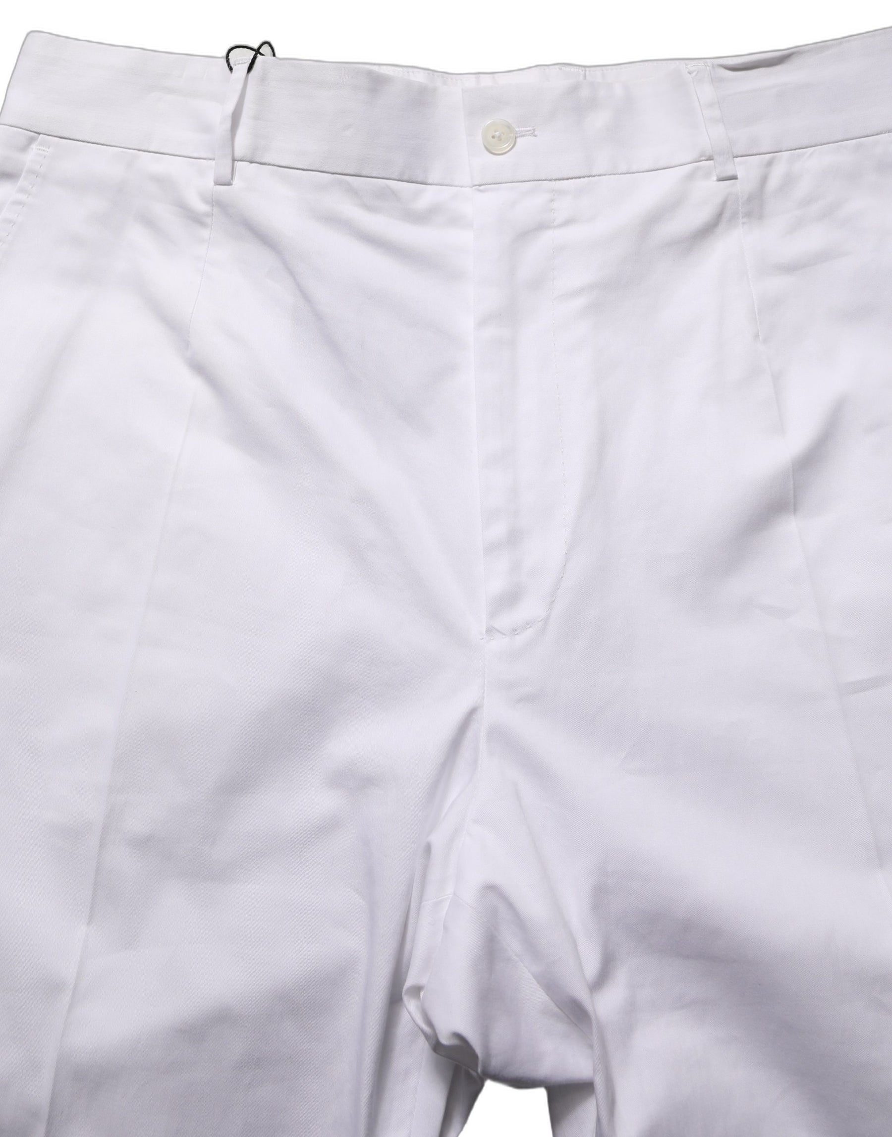 Dolce & Gabbana White Cotton Tapered Leg Dress Trouser Pants | Regal Royce