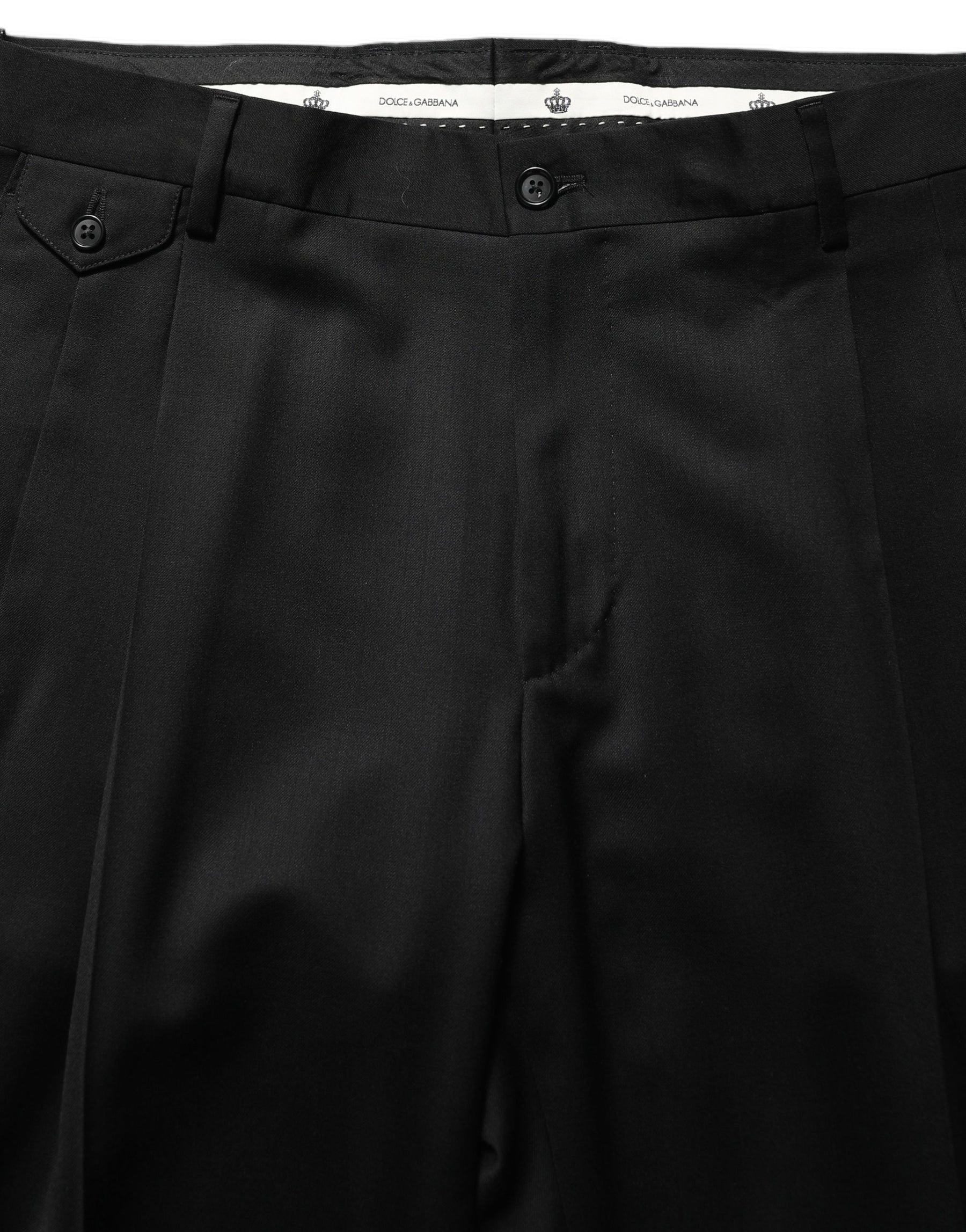 Dolce & Gabbana Black Wool Tapered Leg Men Dress Trouser Pants | Regal Royce