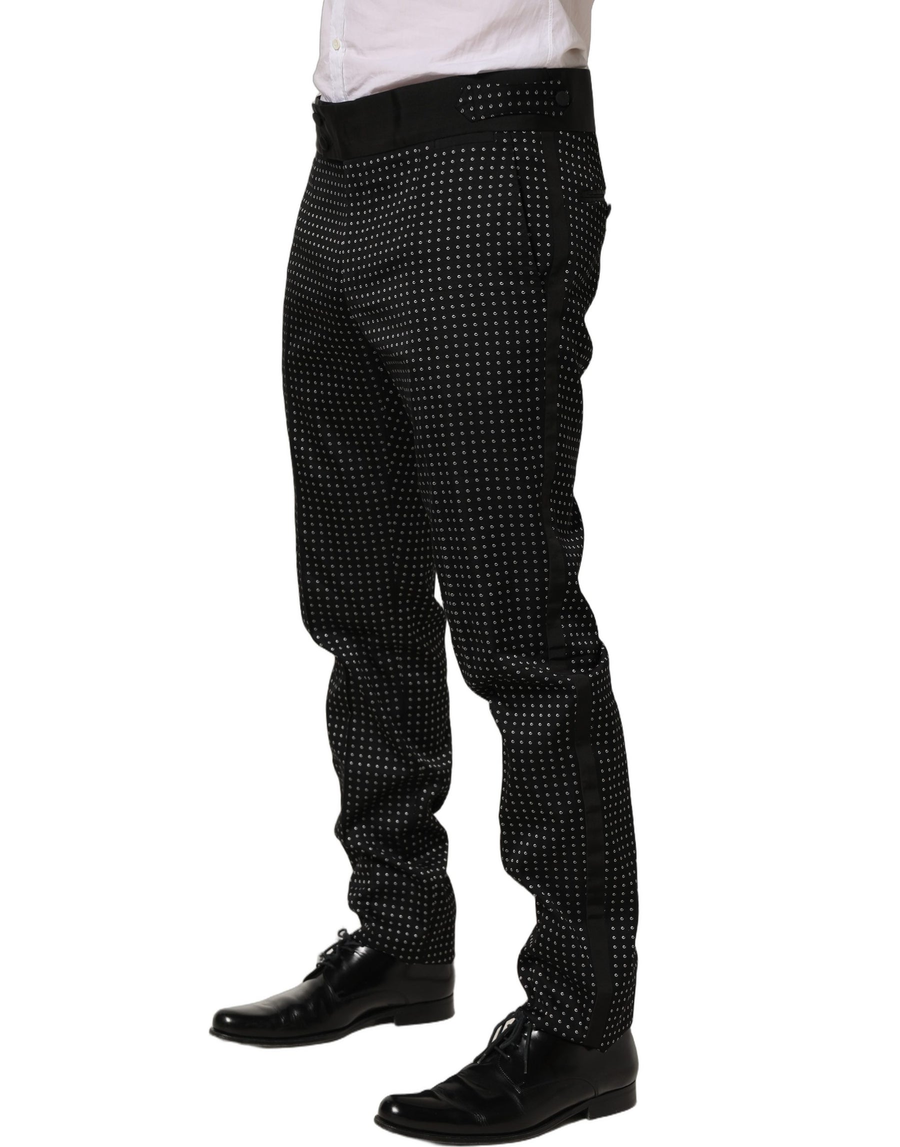 Dolce & Gabbana Black Polka Dot Cotton Dress Trouser Pants | Regal Royce
