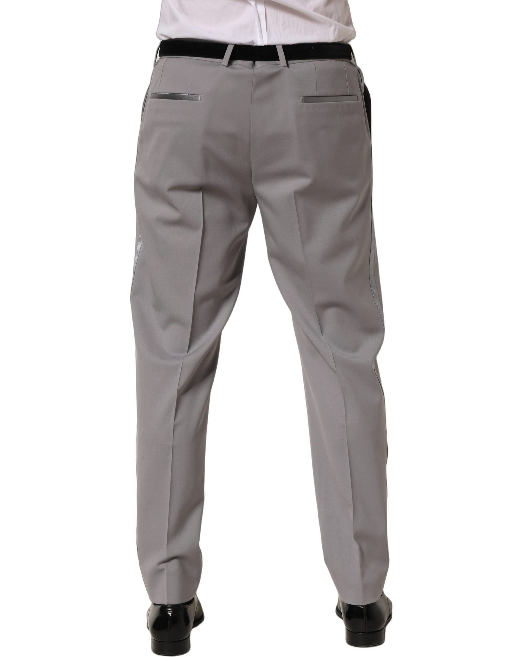Dolce & Gabbana Gray Wool Tapered Men Dress Trouser Pants | Regal Royce