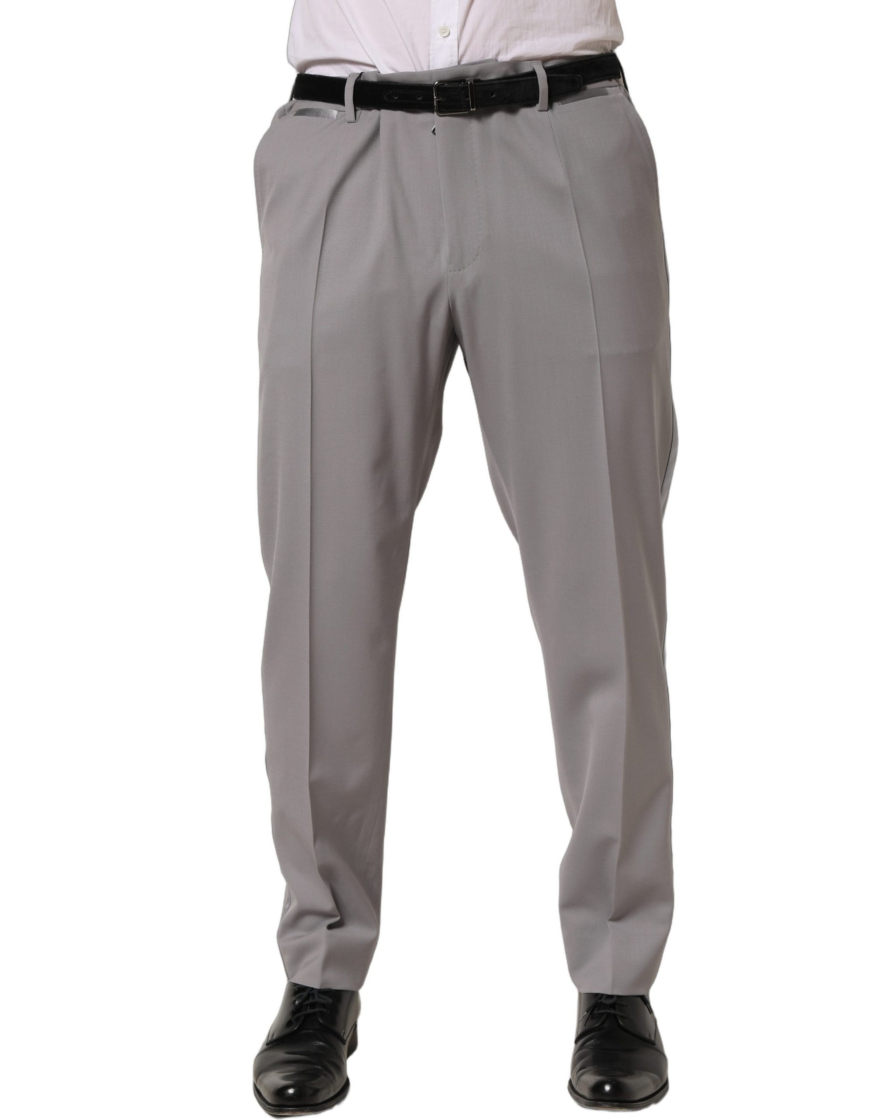 Dolce & Gabbana Gray Wool Tapered Men Dress Trouser Pants | Regal Royce