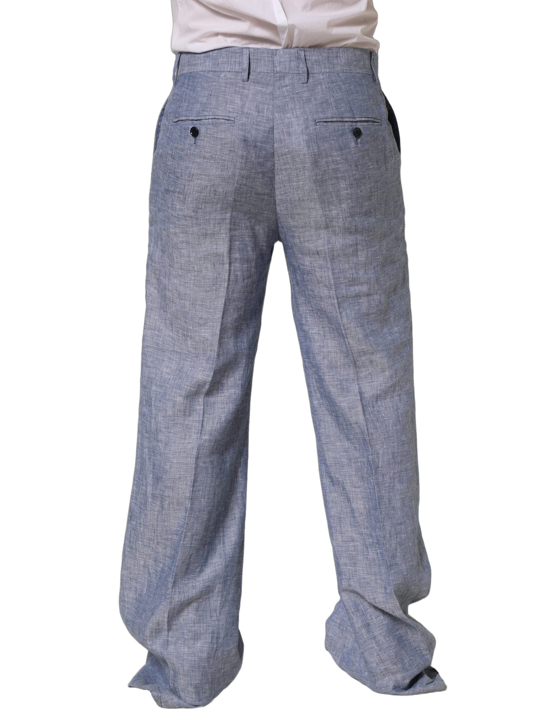 Dolce & Gabbana Light Blue Linen Straight Dress Trouser Pants | Regal Royce