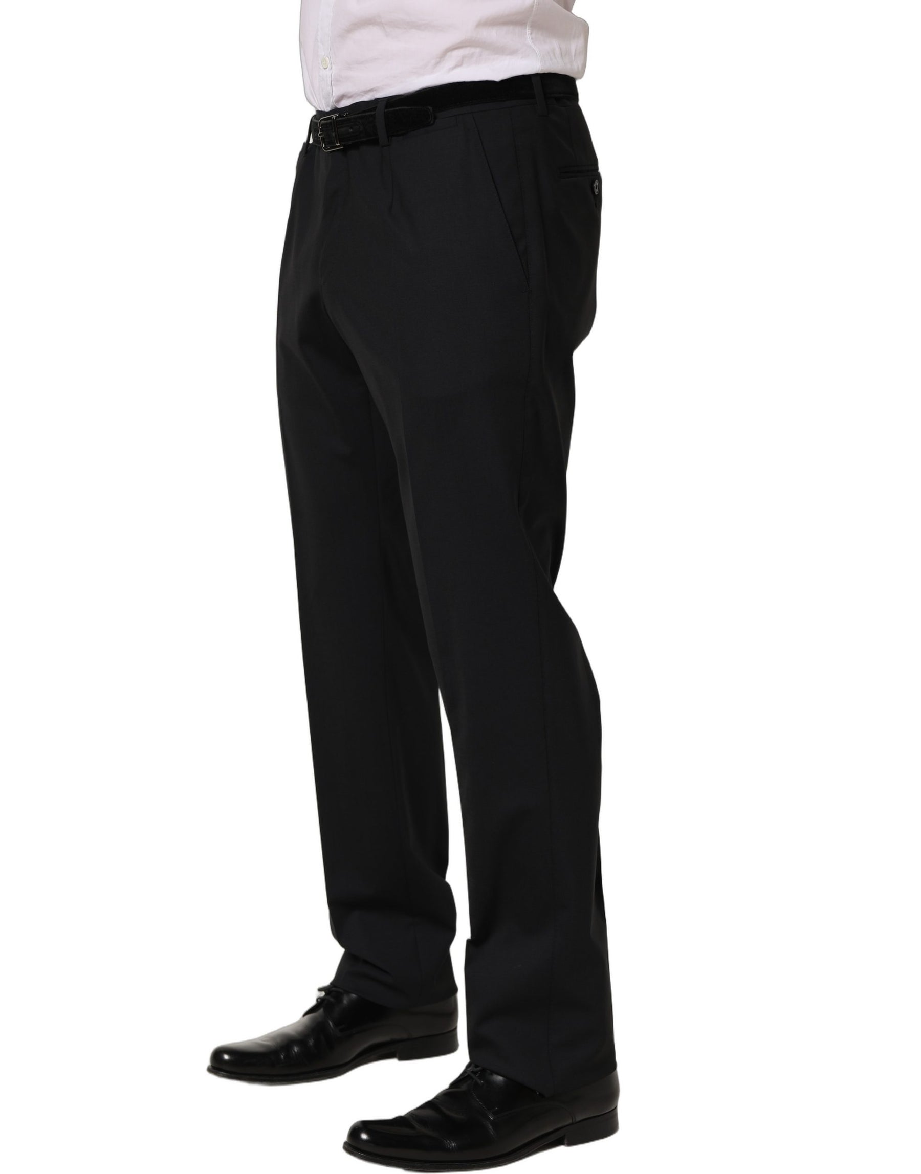 Dolce & Gabbana Black Wool Tapered Leg Dress Trouser Pants | Regal Royce