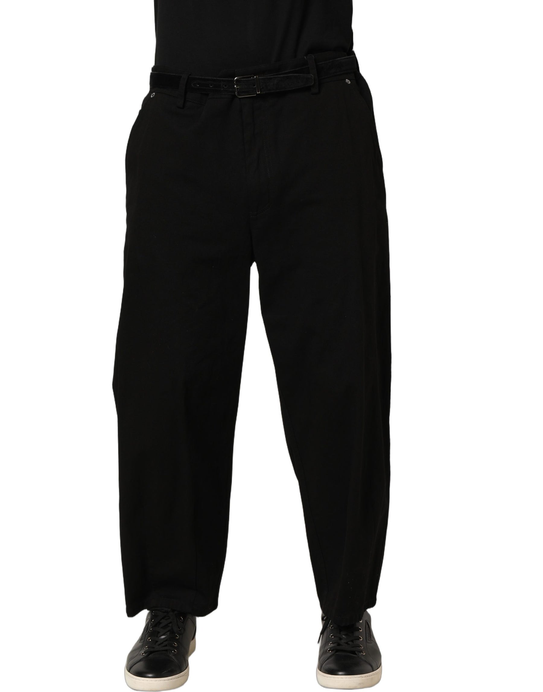 Dolce & Gabbana Black Mid Waist Straight Men Trouser Pants | Regal Royce