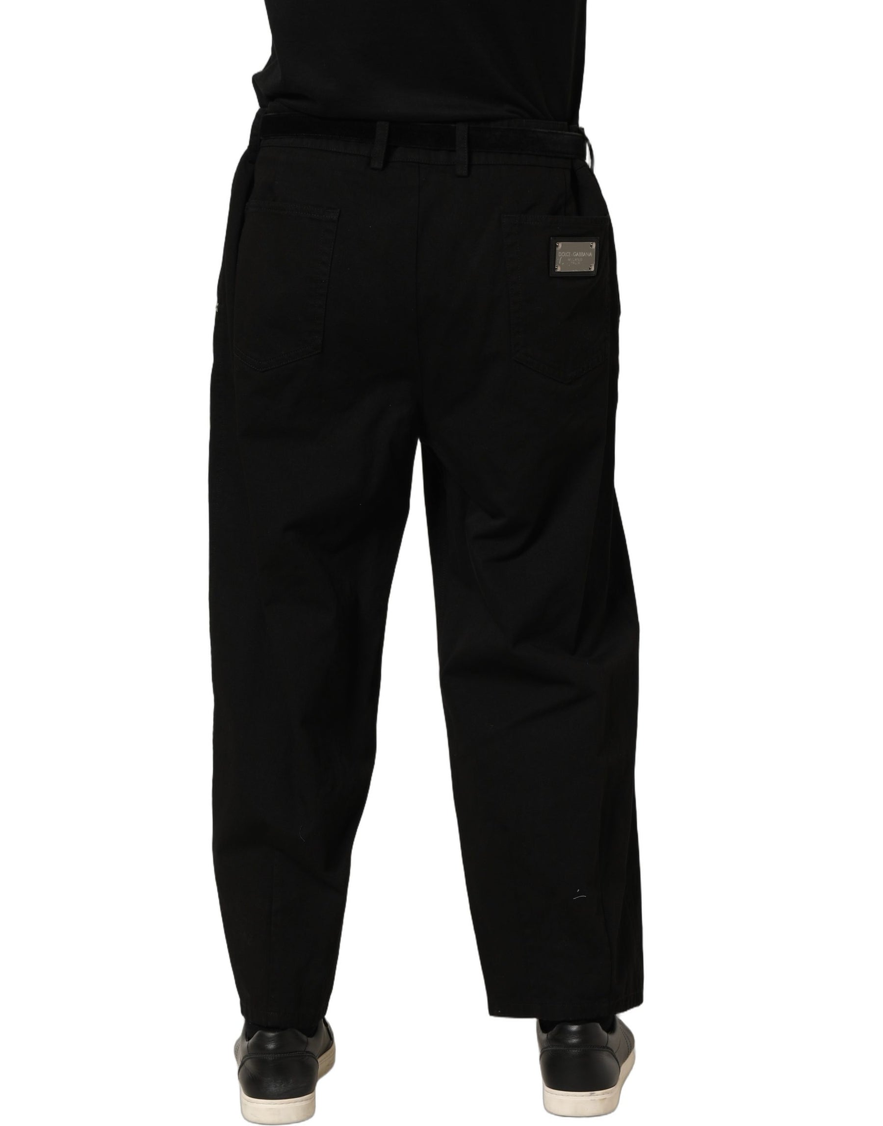 Dolce & Gabbana Black Mid Waist Straight Men Trouser Pants | Regal Royce
