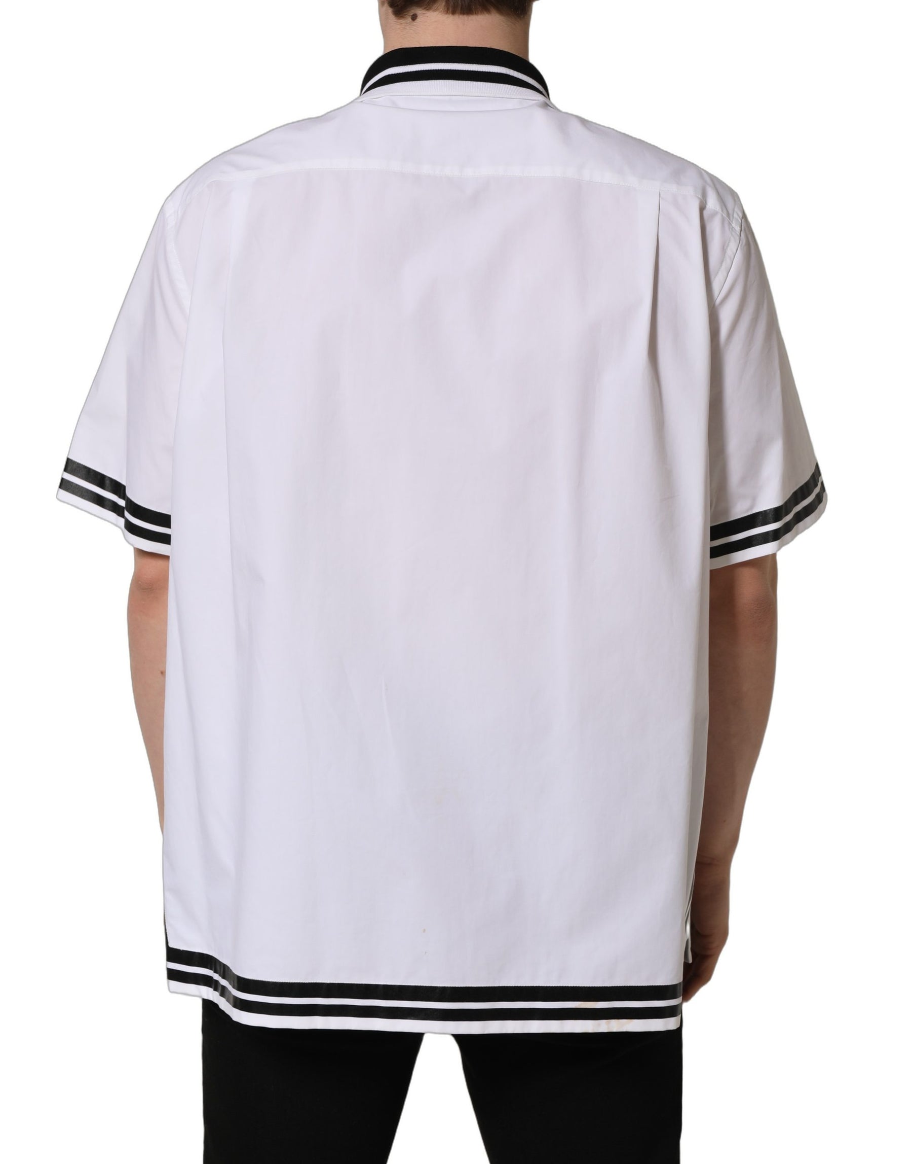 Dolce & Gabbana White LogoPatch Cotton Baseball Casual Shirt | Regal Royce