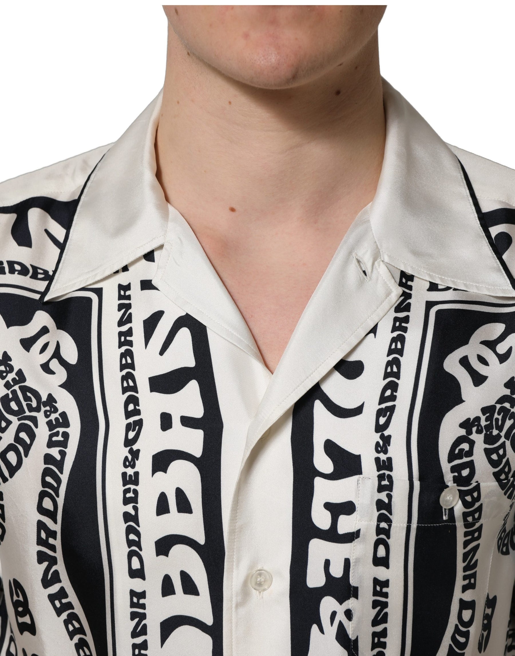 Dolce & Gabbana Black White Logo Bandana Short Sleeves Shirt | Regal Royce