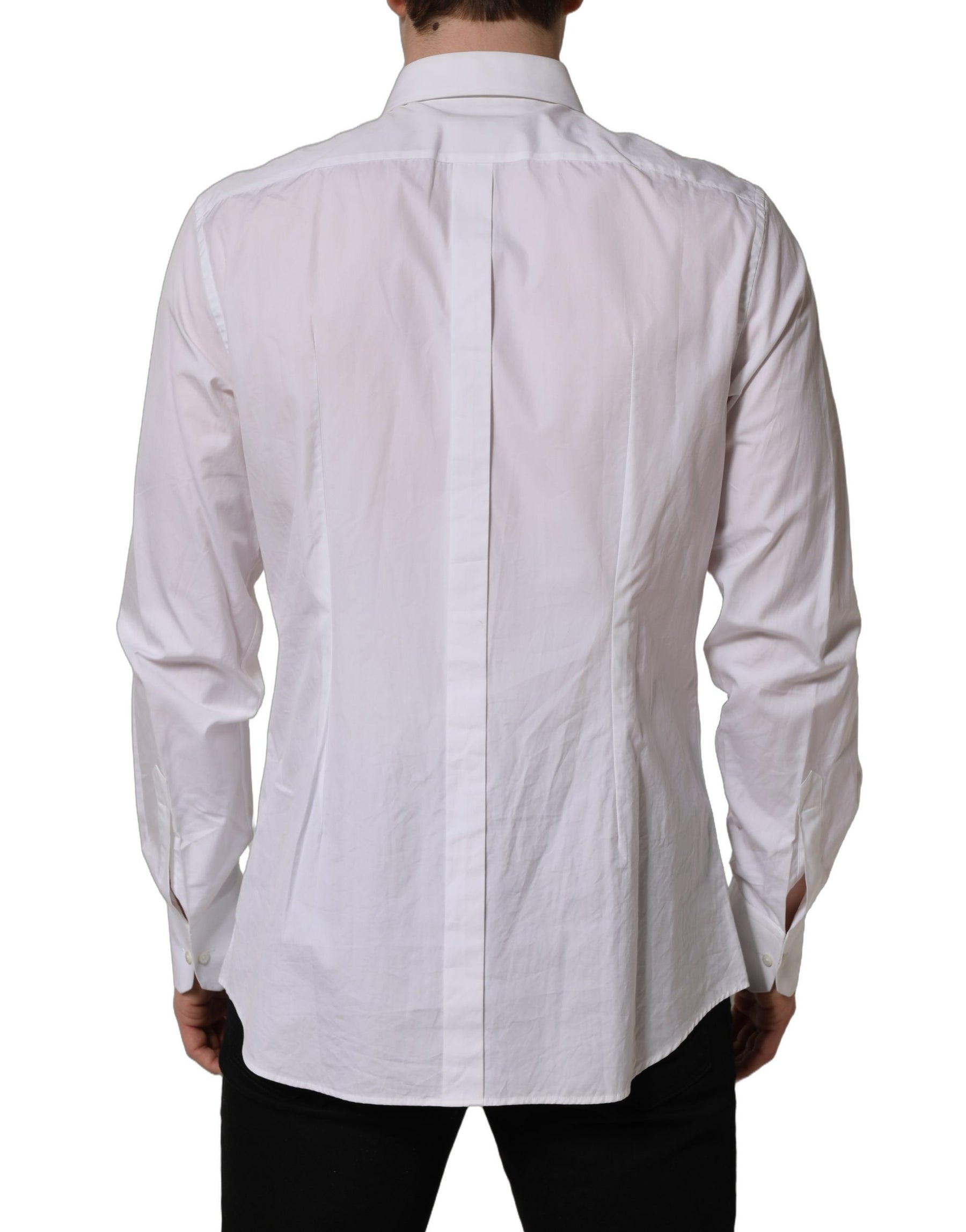 Dolce & Gabbana White GOLD Long Sleeves Bib Men Dress Shirt | Regal Royce