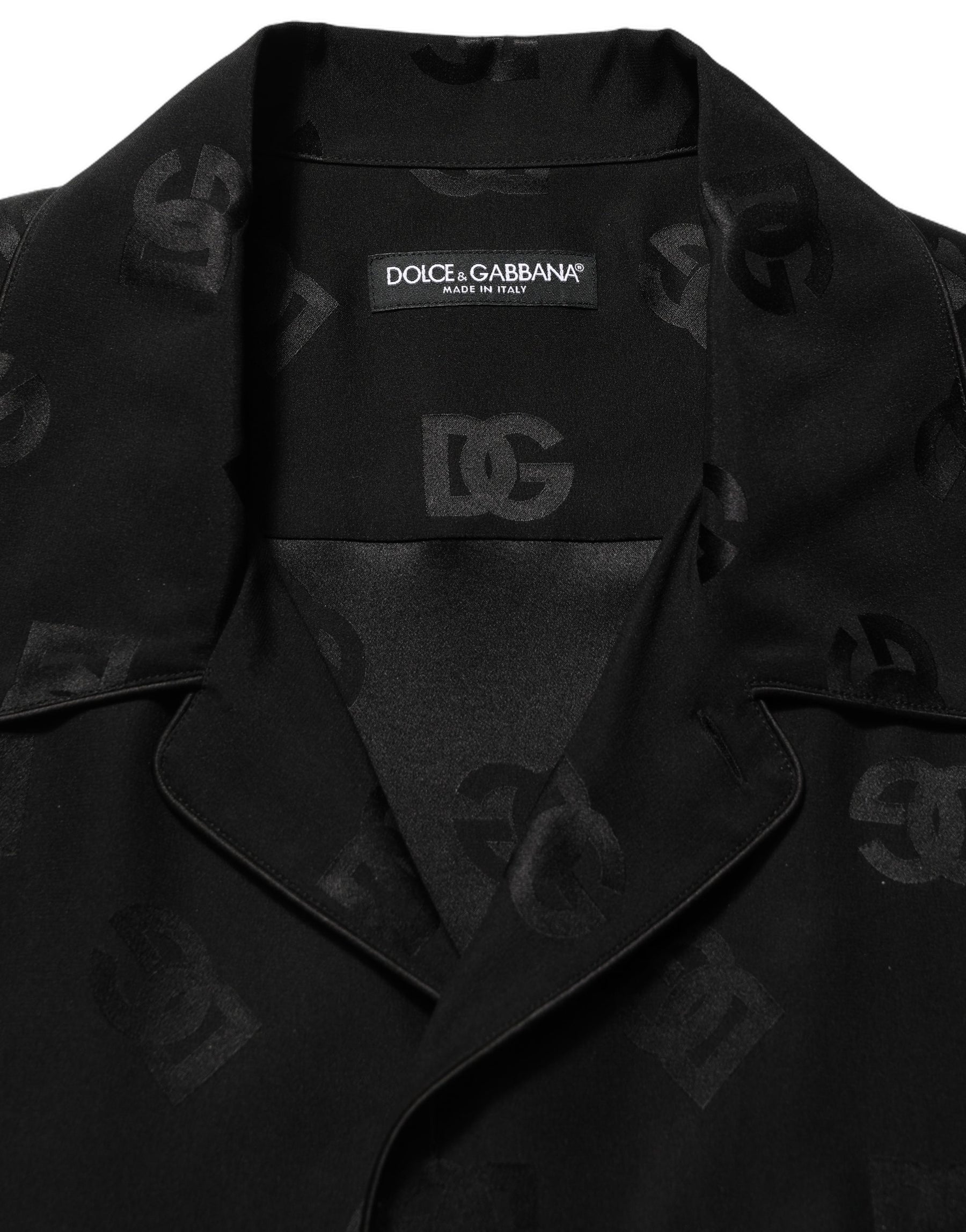 Dolce & Gabbana Black Logo Monogram Short Sleeves Men Shirt | Regal Royce