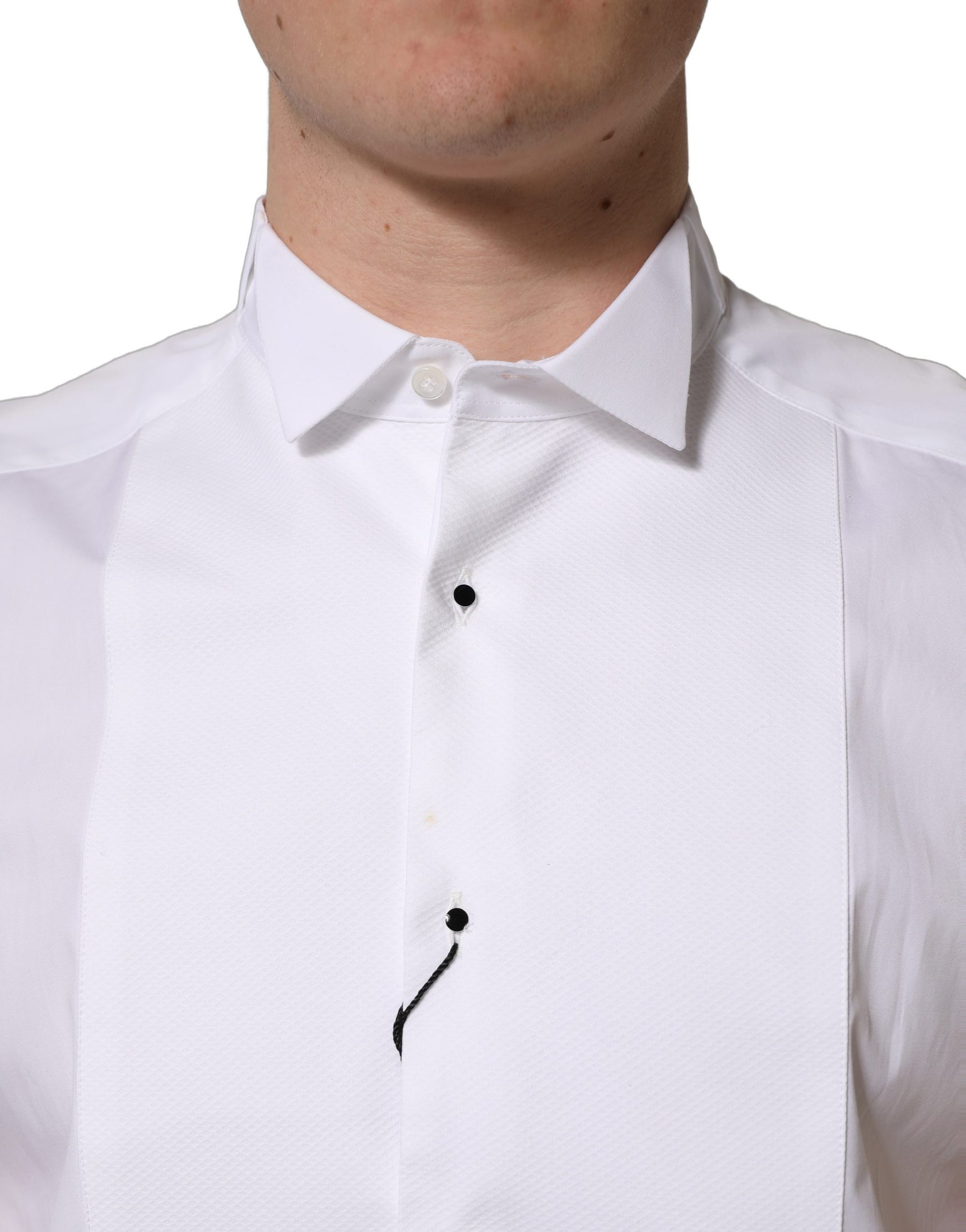Dolce & Gabbana White Cotton MARTINI Sleeveless Men Dress Shirt | Regal Royce