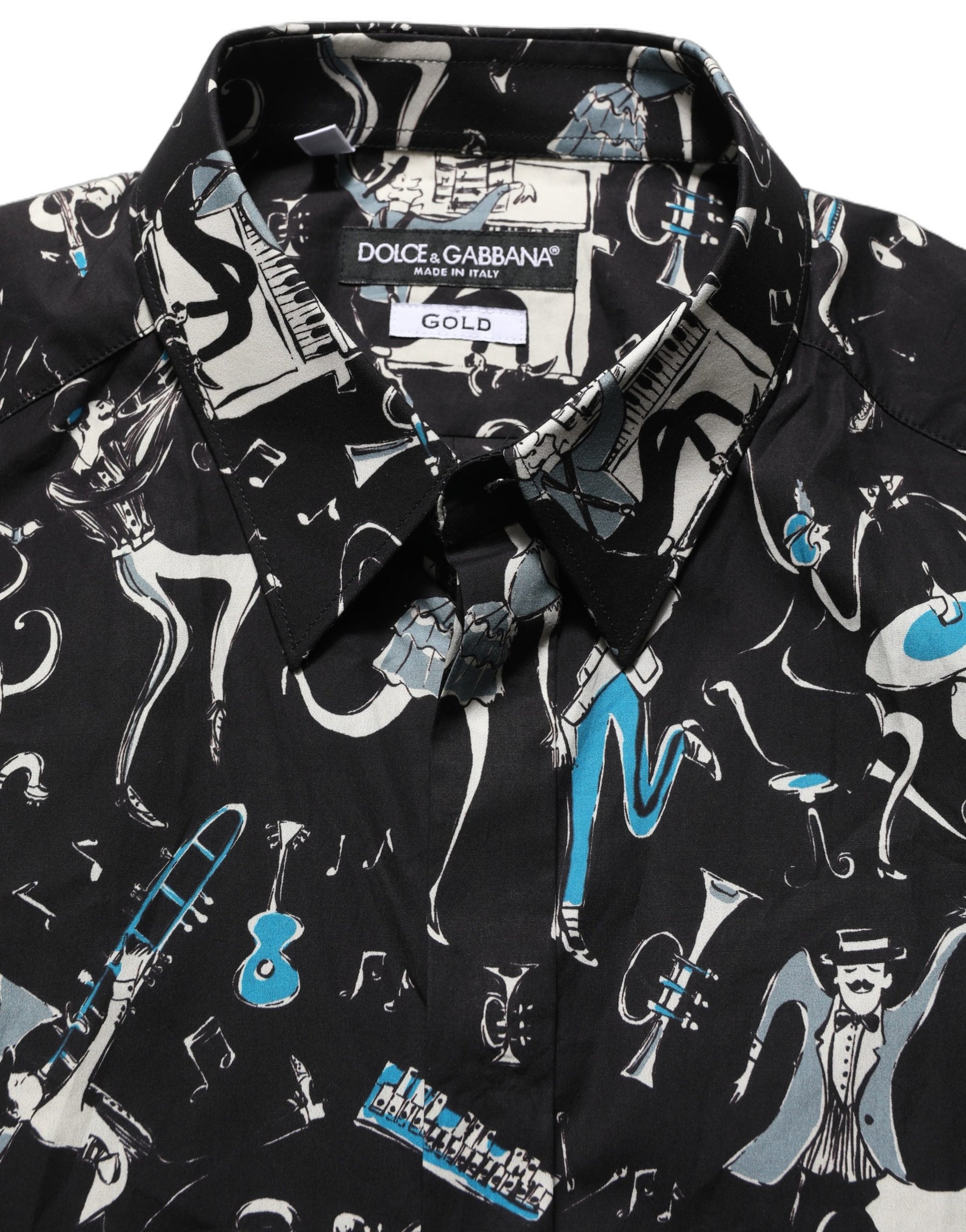 Dolce & Gabbana Black Jazz Club Cotton GOLD Fit Dress Shirt | Regal Royce