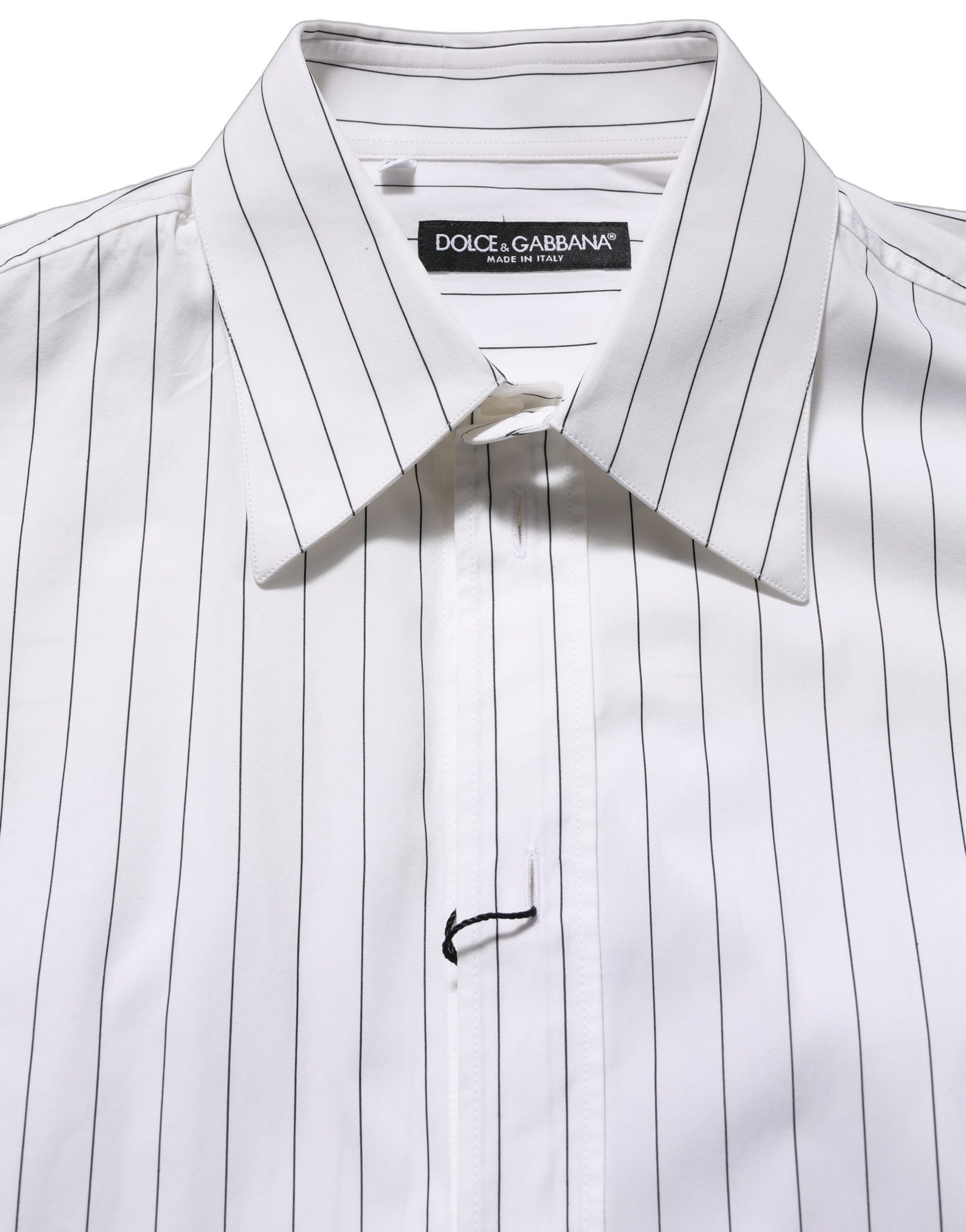 Dolce & Gabbana White Stripes Cotton Men Formal Dress Shirt | Regal Royce