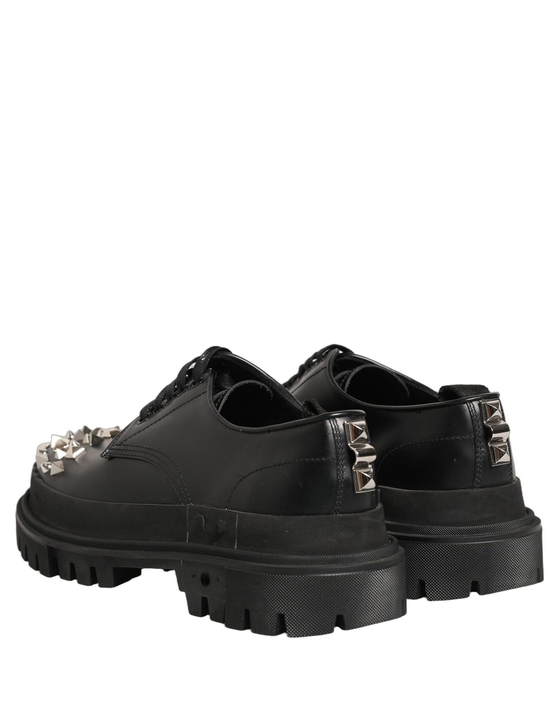 Dolce & Gabbana Black Leather Studded Hi-Trekking Derby Shoes | Regal Royce