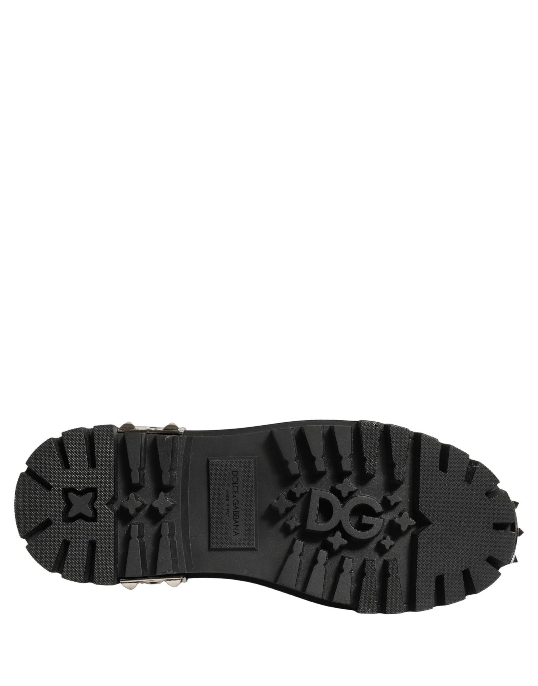 Dolce & Gabbana Black Leather Studded Hi-Trekking Derby Shoes | Regal Royce