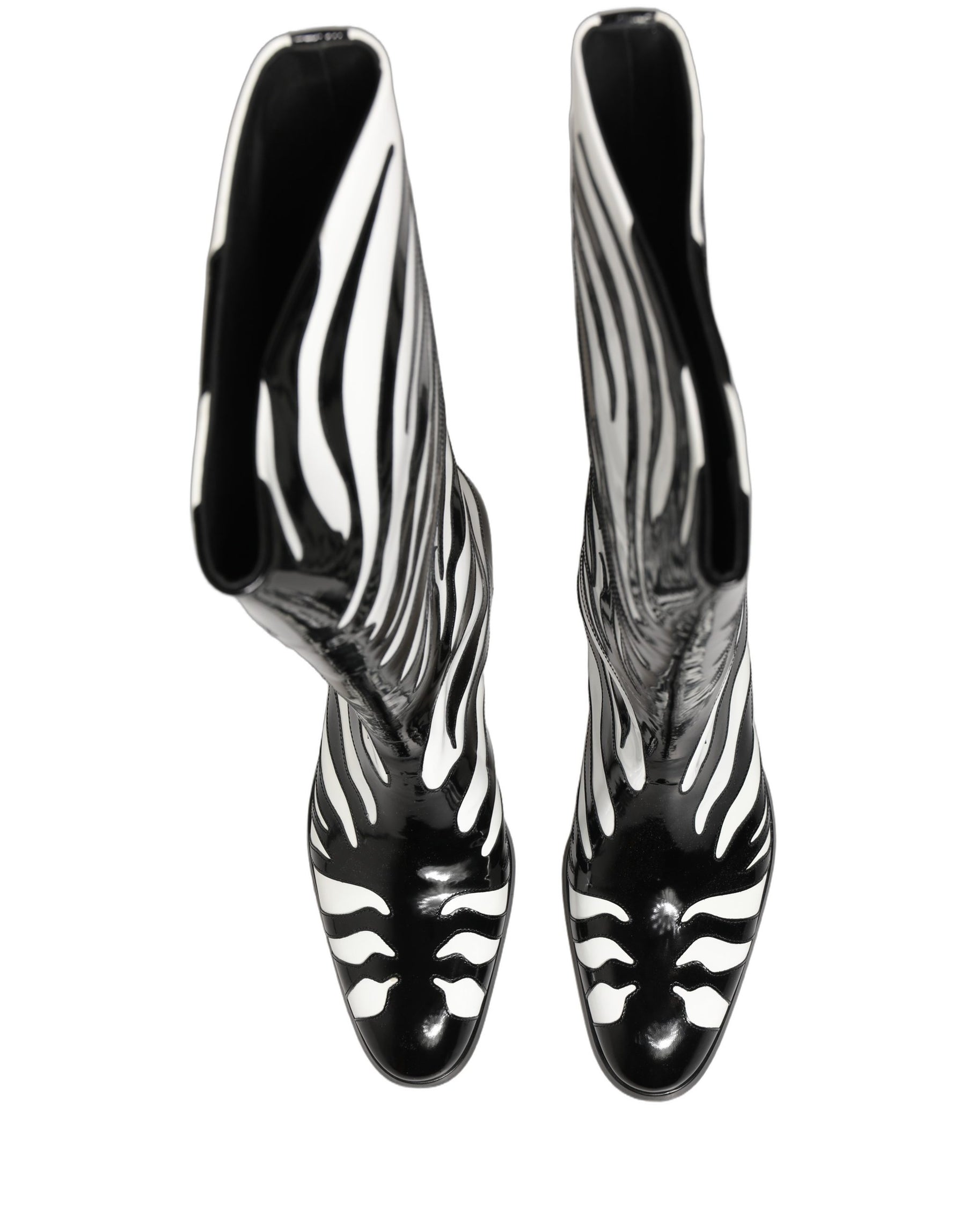 Dolce & Gabbana Black White Zebra Knee High Men Boots Shoes | Regal Royce