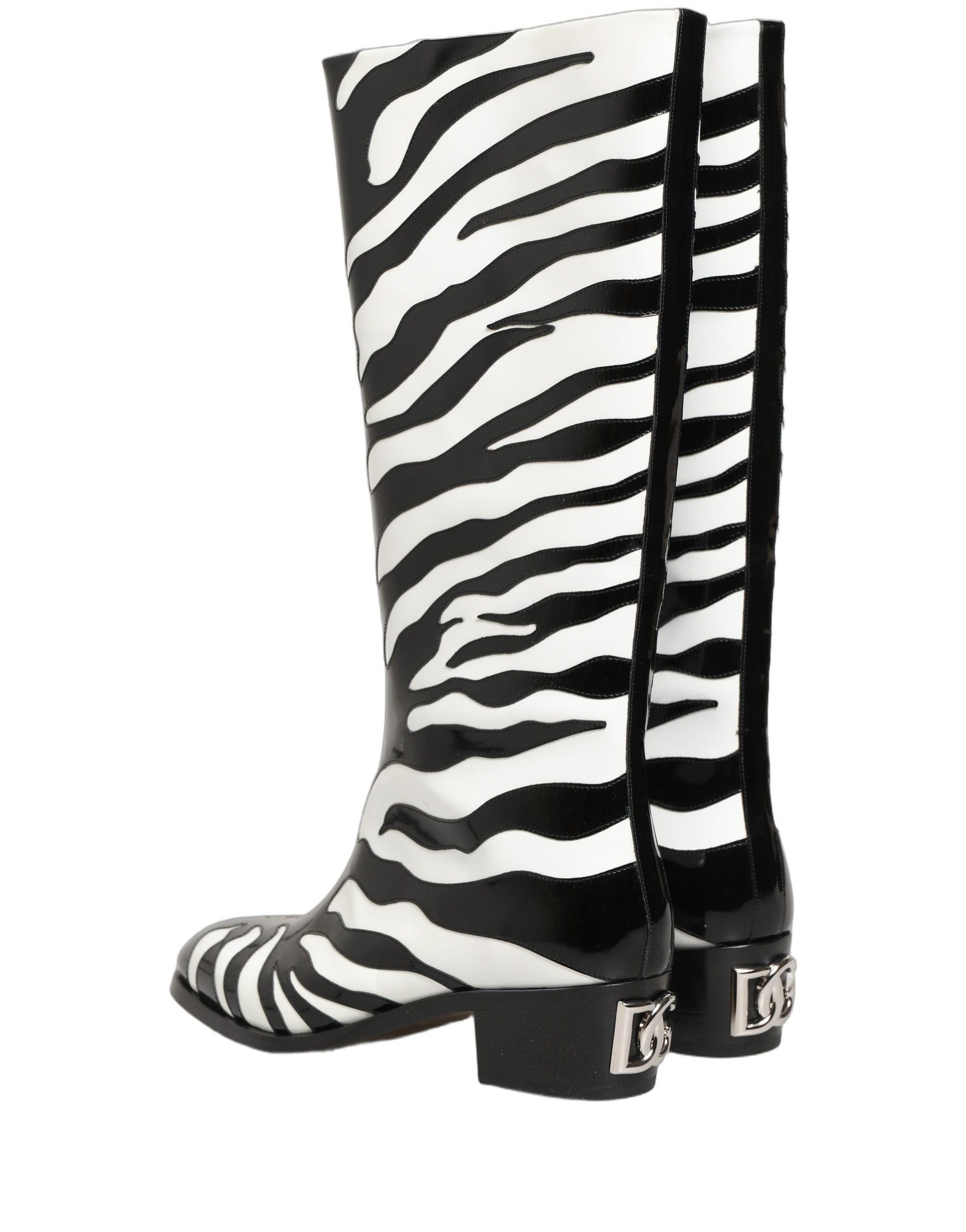 Dolce & Gabbana Black White Zebra Knee High Men Boots Shoes | Regal Royce