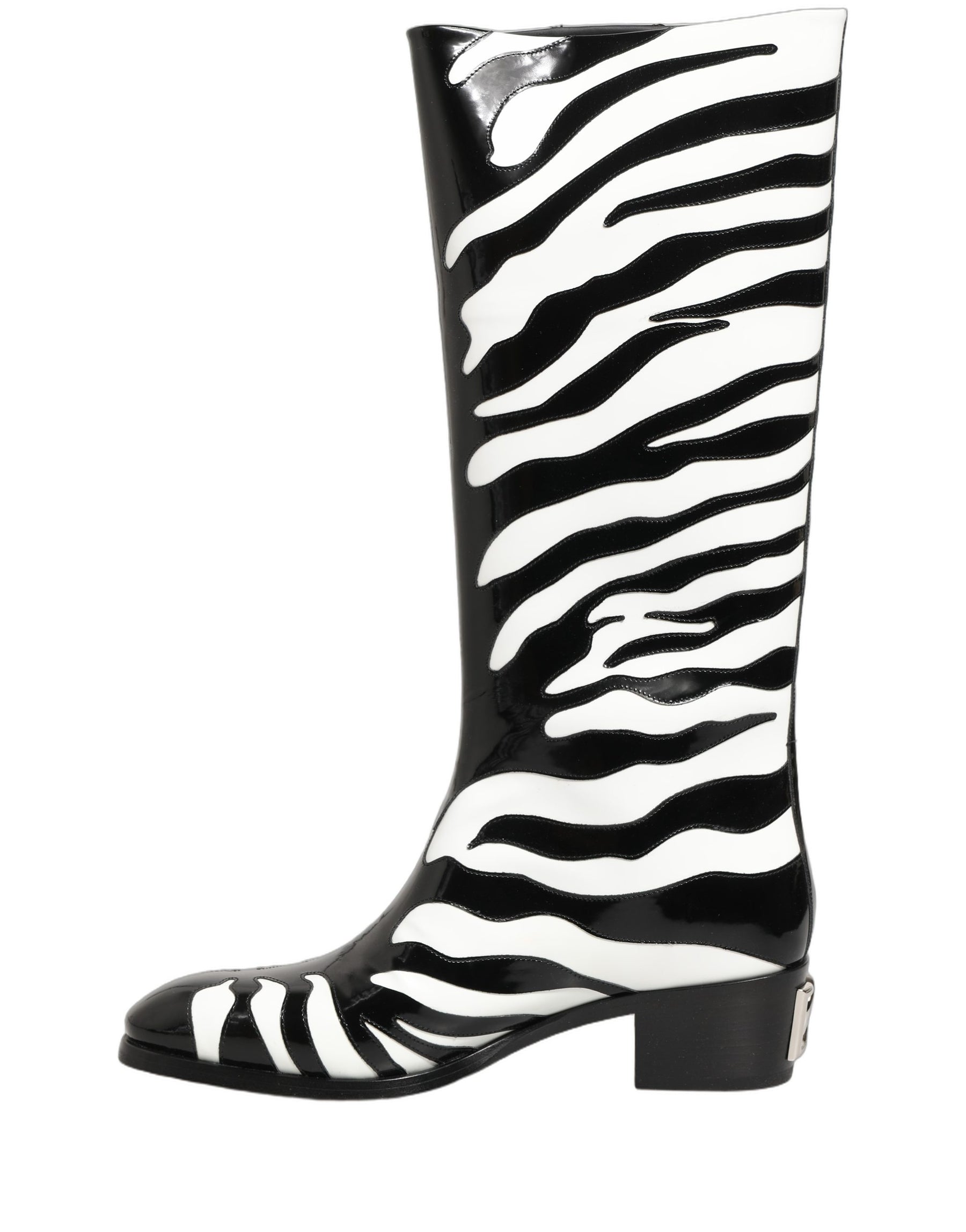 Dolce & Gabbana Black White Zebra Knee High Men Boots Shoes | Regal Royce