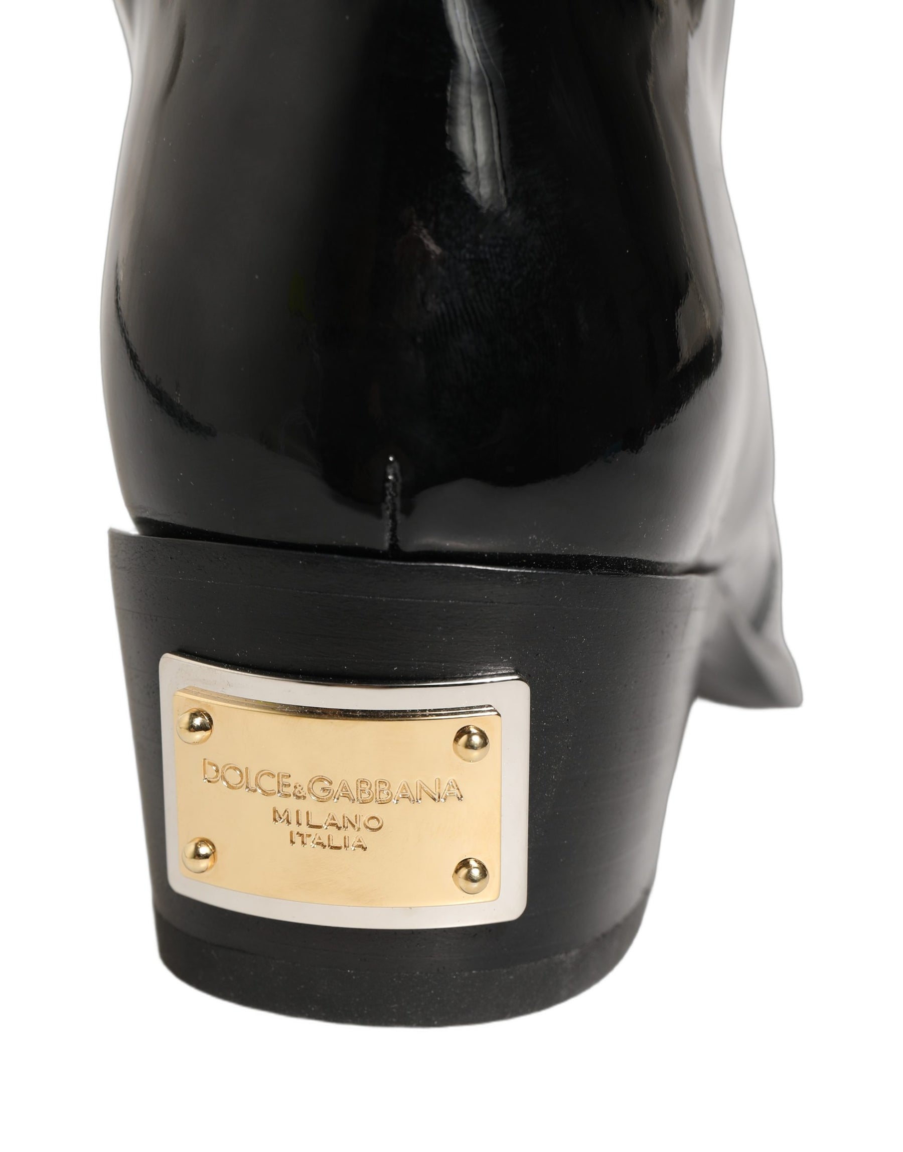 Dolce & Gabbana Black Leather Knee High Heels Boots Shoes | Regal Royce