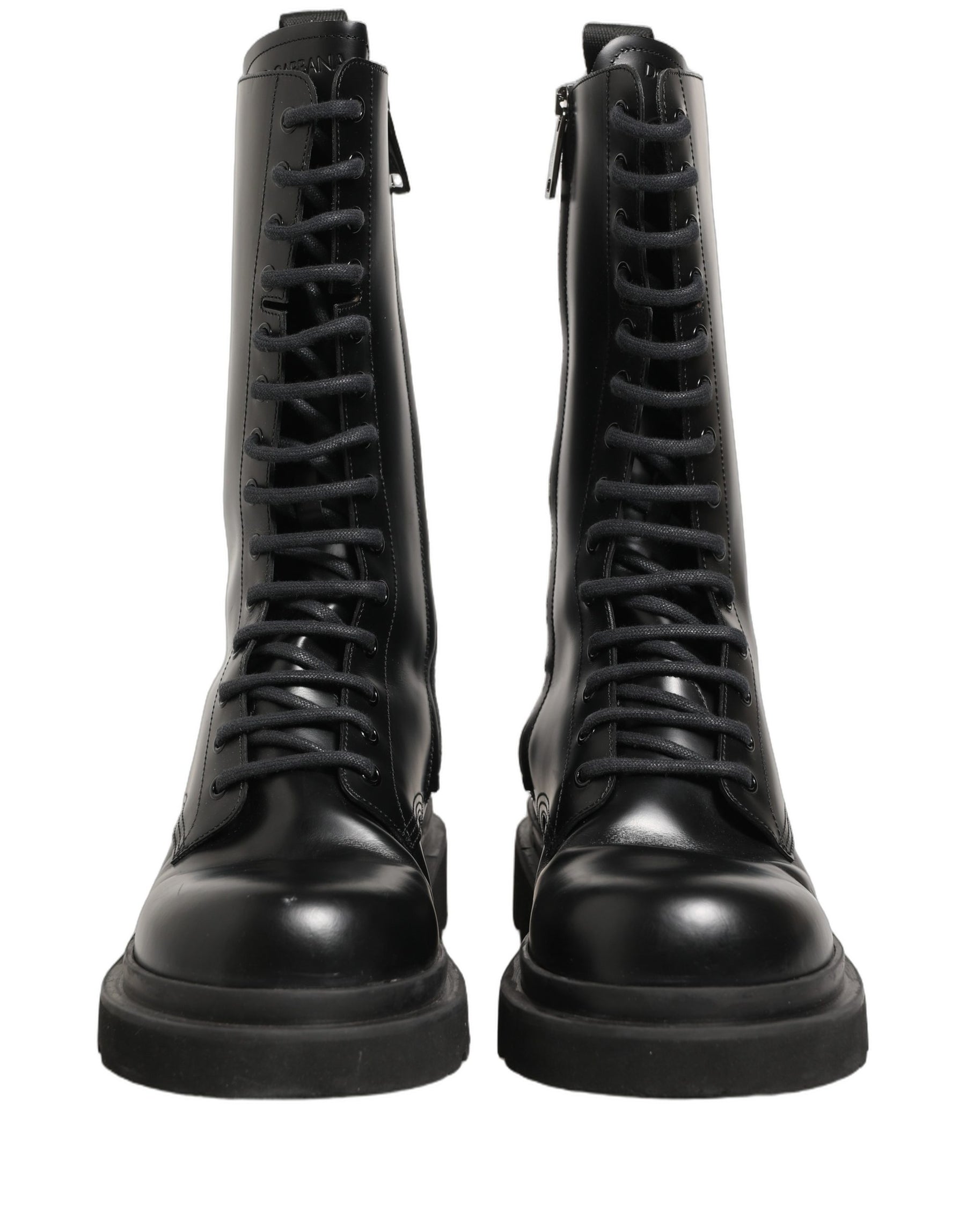 Dolce & Gabbana Black Leather Lace Up Men Combat Boots Shoes | Regal Royce