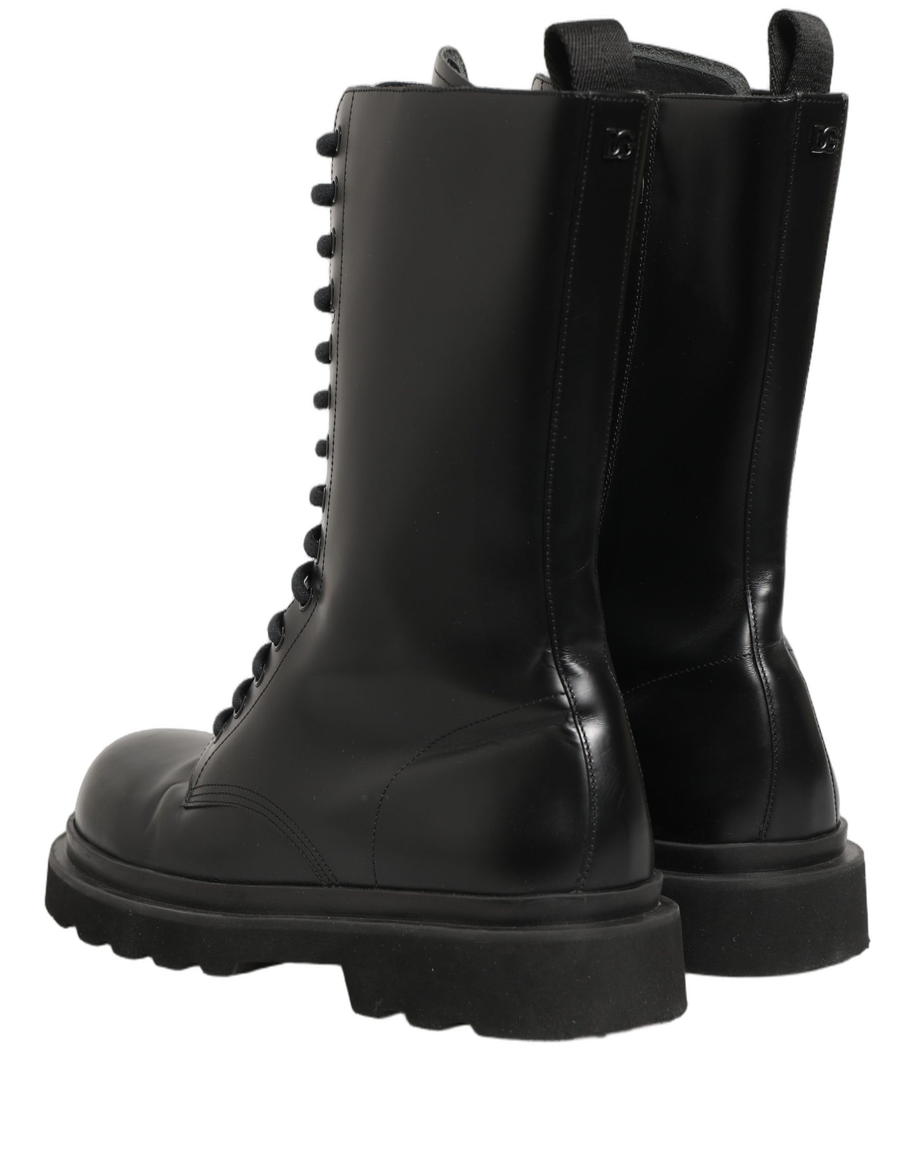 Dolce & Gabbana Black Leather Lace Up Men Combat Boots Shoes | Regal Royce