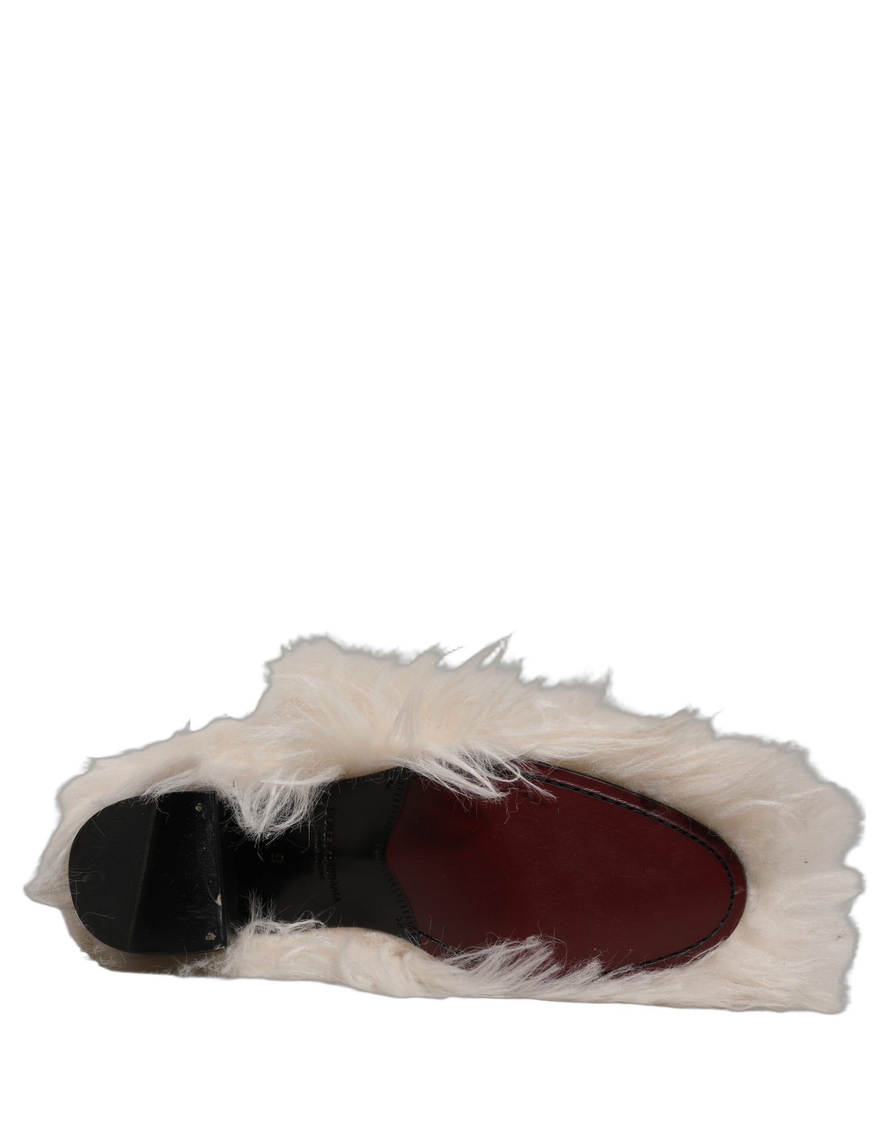 Dolce & Gabbana White Faux Fur Mid Calf Men Boots Shoes | Regal Royce