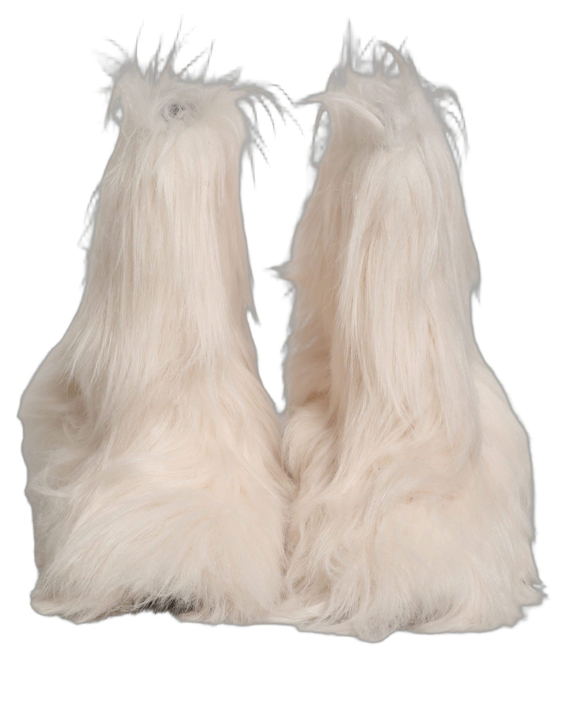Dolce & Gabbana White Faux Fur Mid Calf Men Boots Shoes | Regal Royce