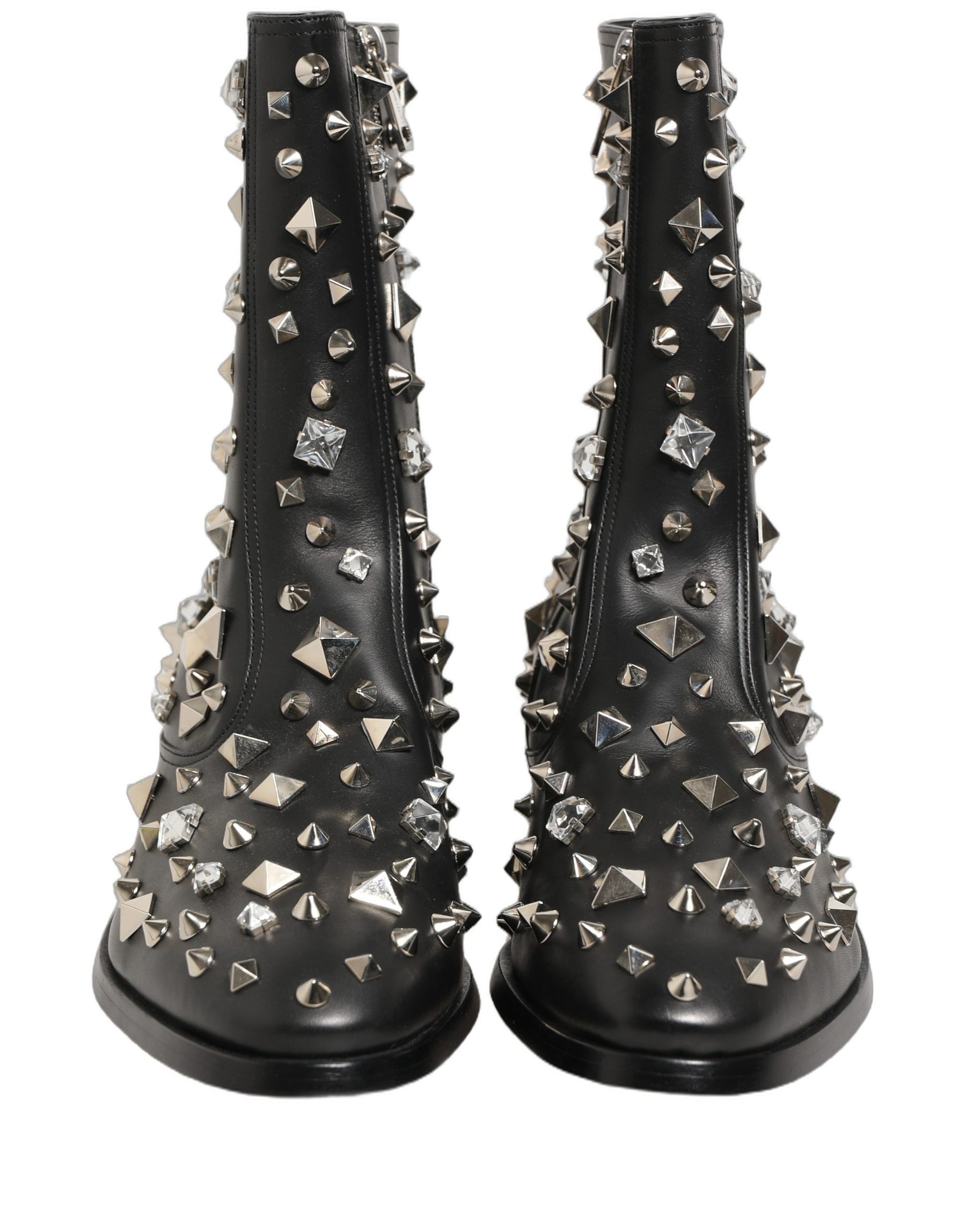 Dolce & Gabbana Black Crystal Embellished Short Boots Shoes | Regal Royce