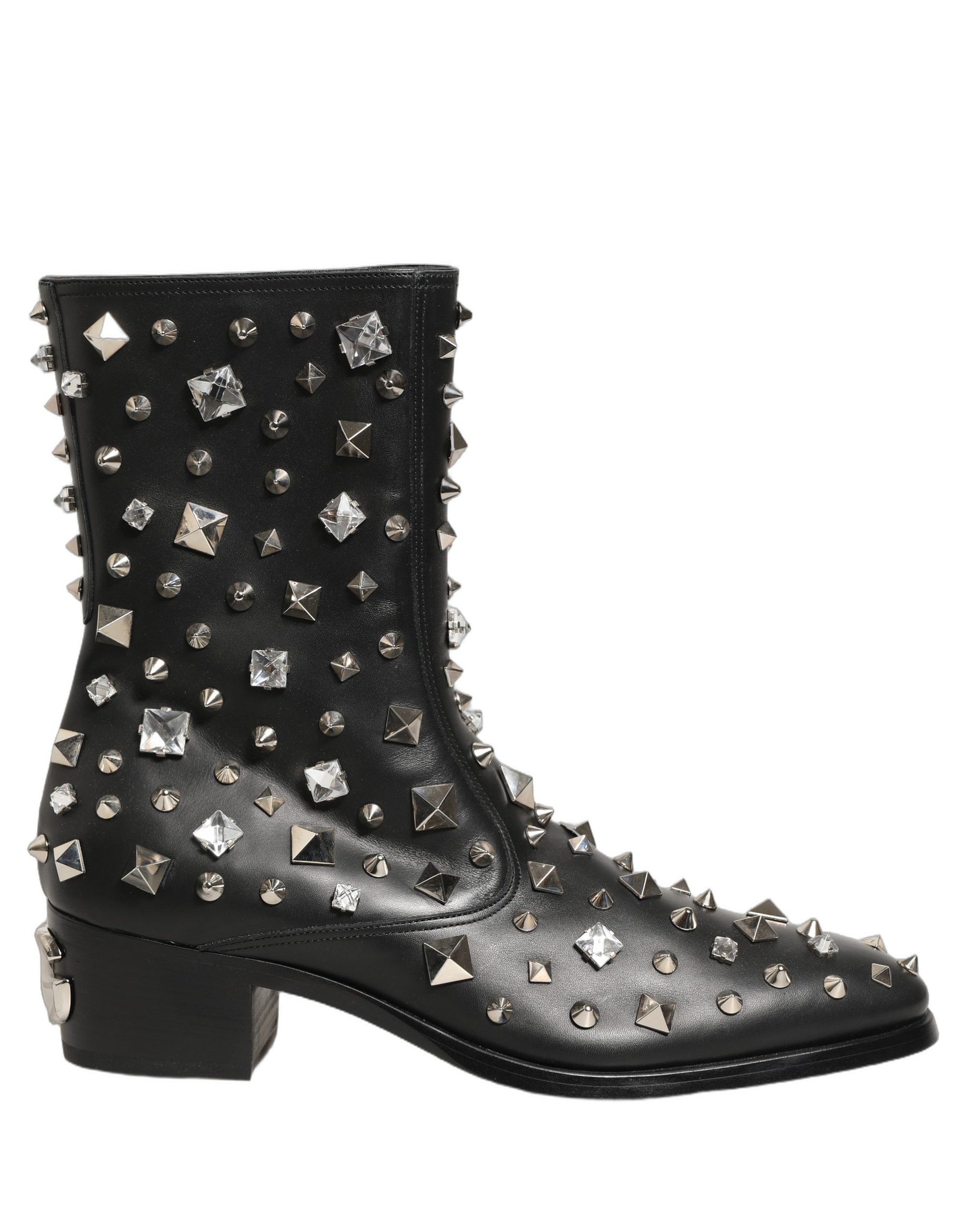 Dolce & Gabbana Black Crystal Embellished Short Boots Shoes | Regal Royce