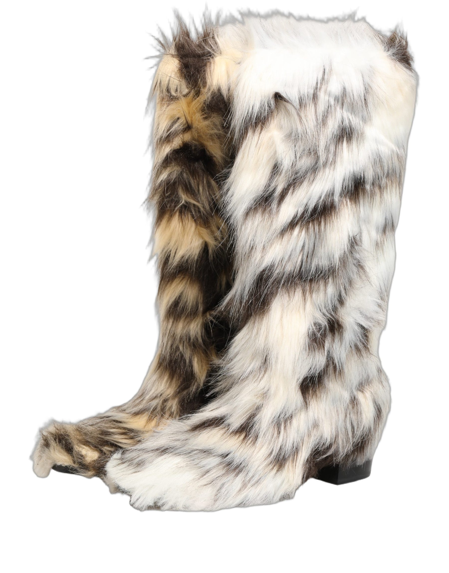 Dolce & Gabbana Multicolor Knee High Faux Fur Boots Shoes | Regal Royce