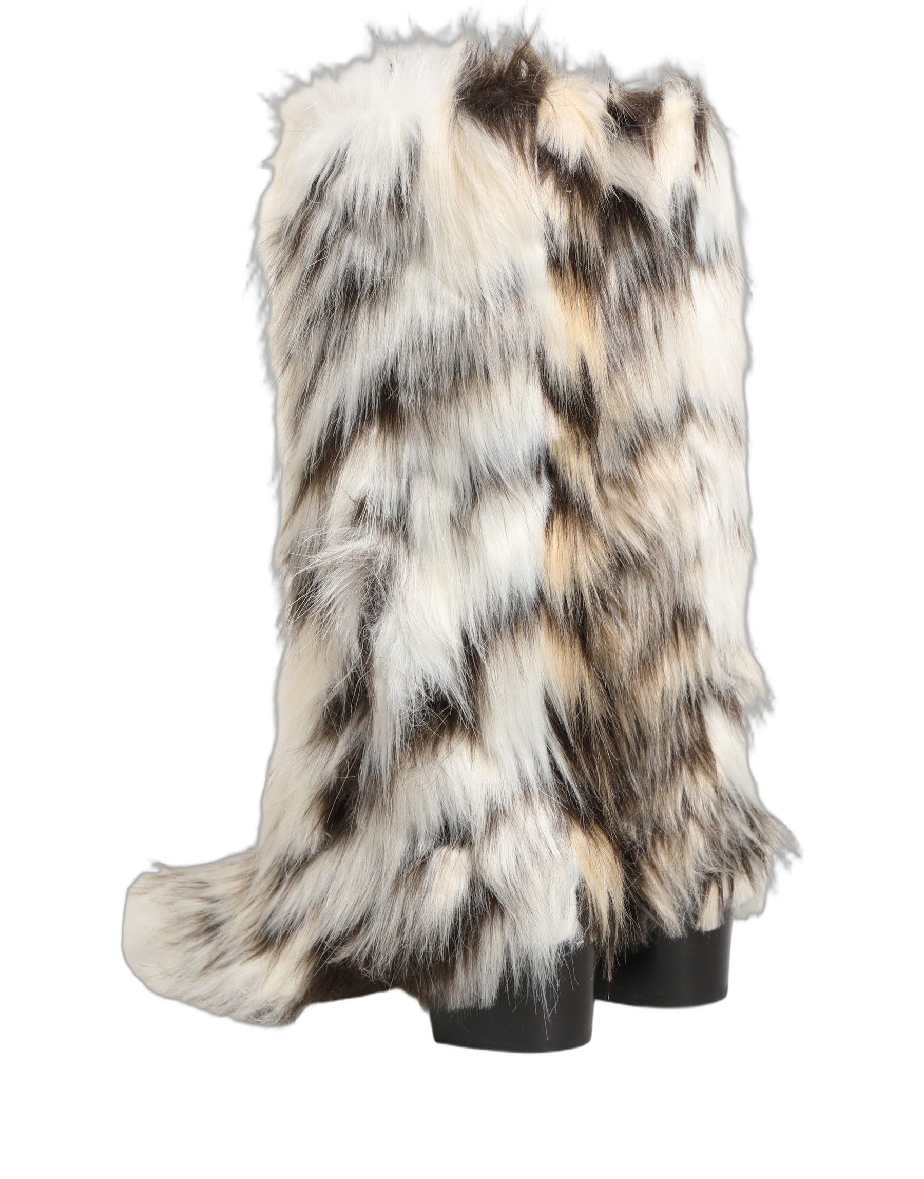 Dolce & Gabbana Multicolor Knee High Faux Fur Boots Shoes | Regal Royce